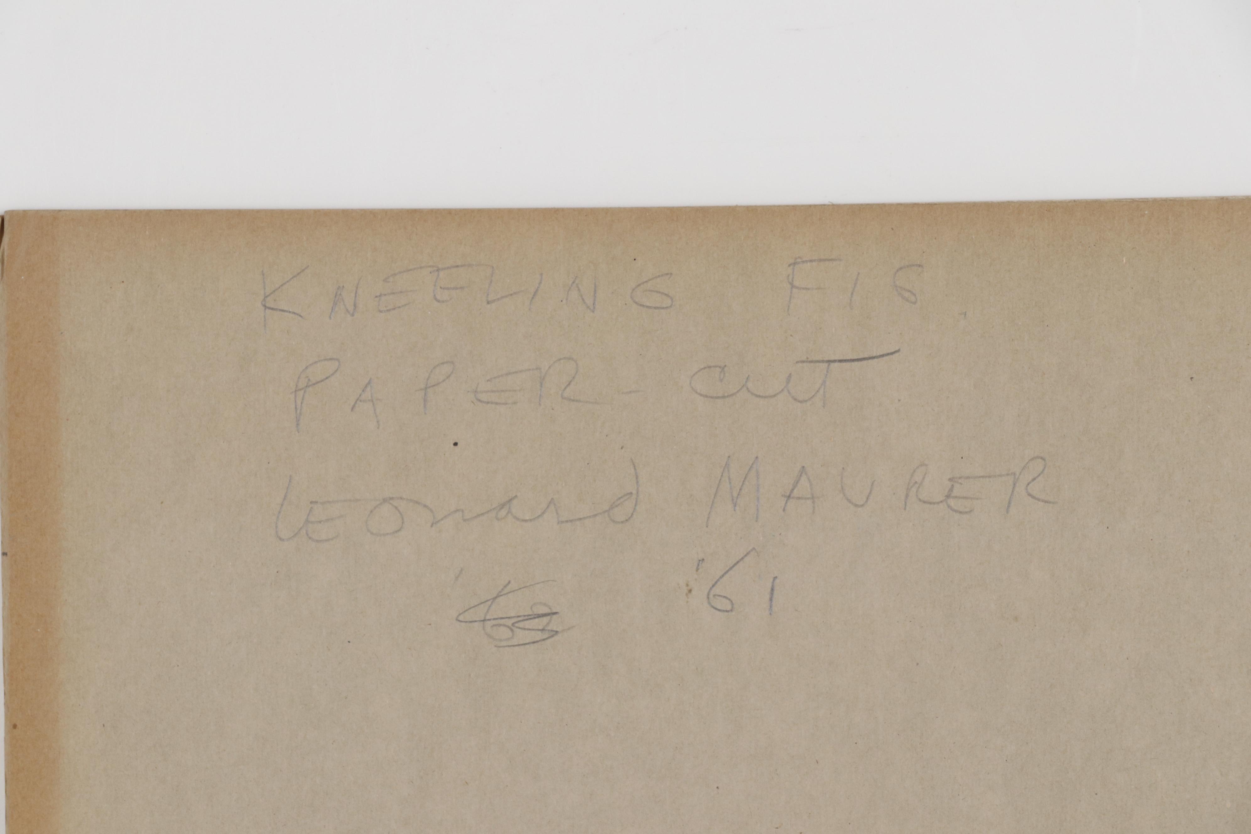 Leonard Maurer Woodcut of Kneeling Female Nude