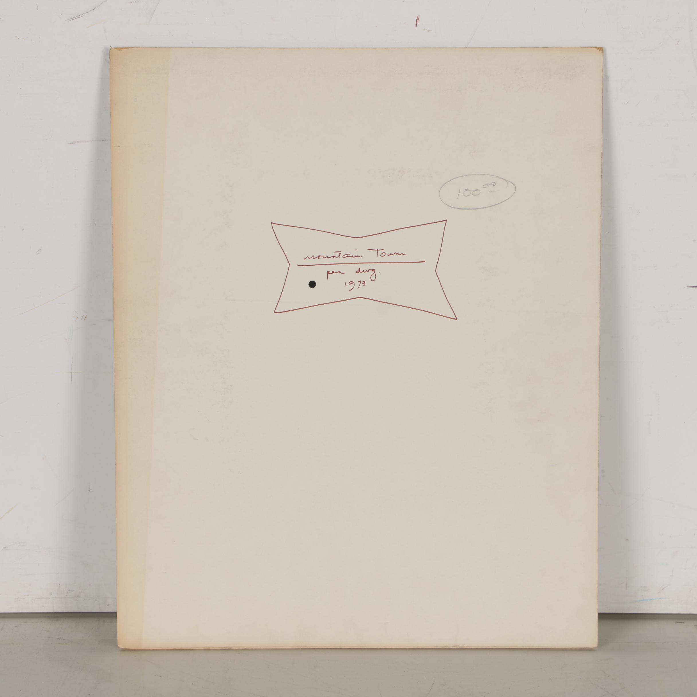 Leonard Maurer Abstract Ink Drawing "Mountain Town", 1973