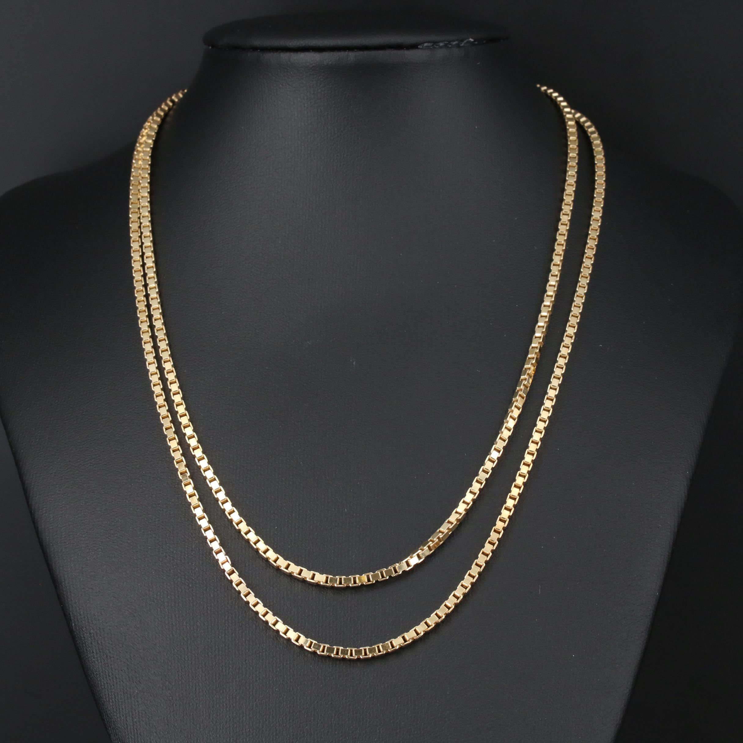 9K Gold Box Chain Necklace