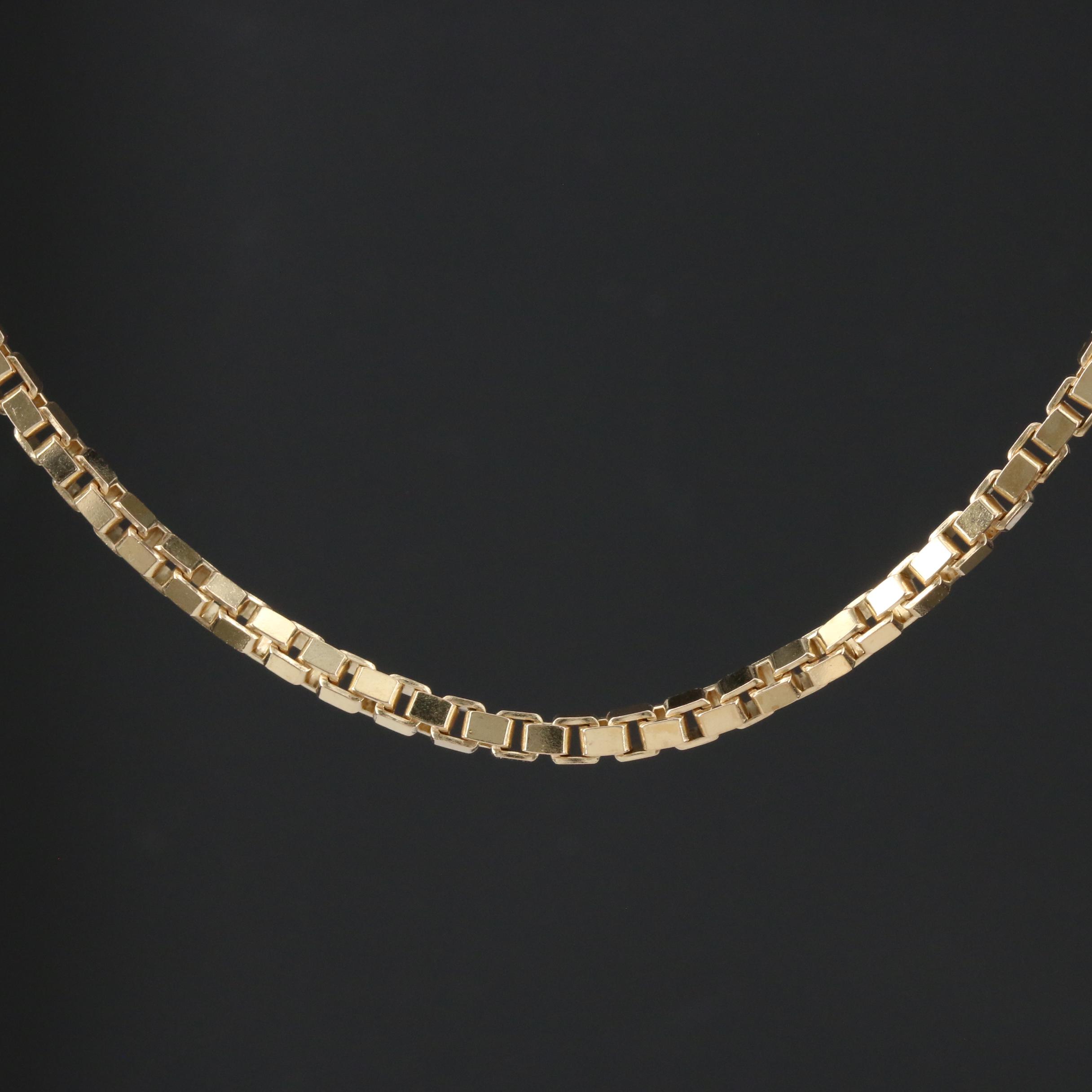 9K Gold Box Chain Necklace