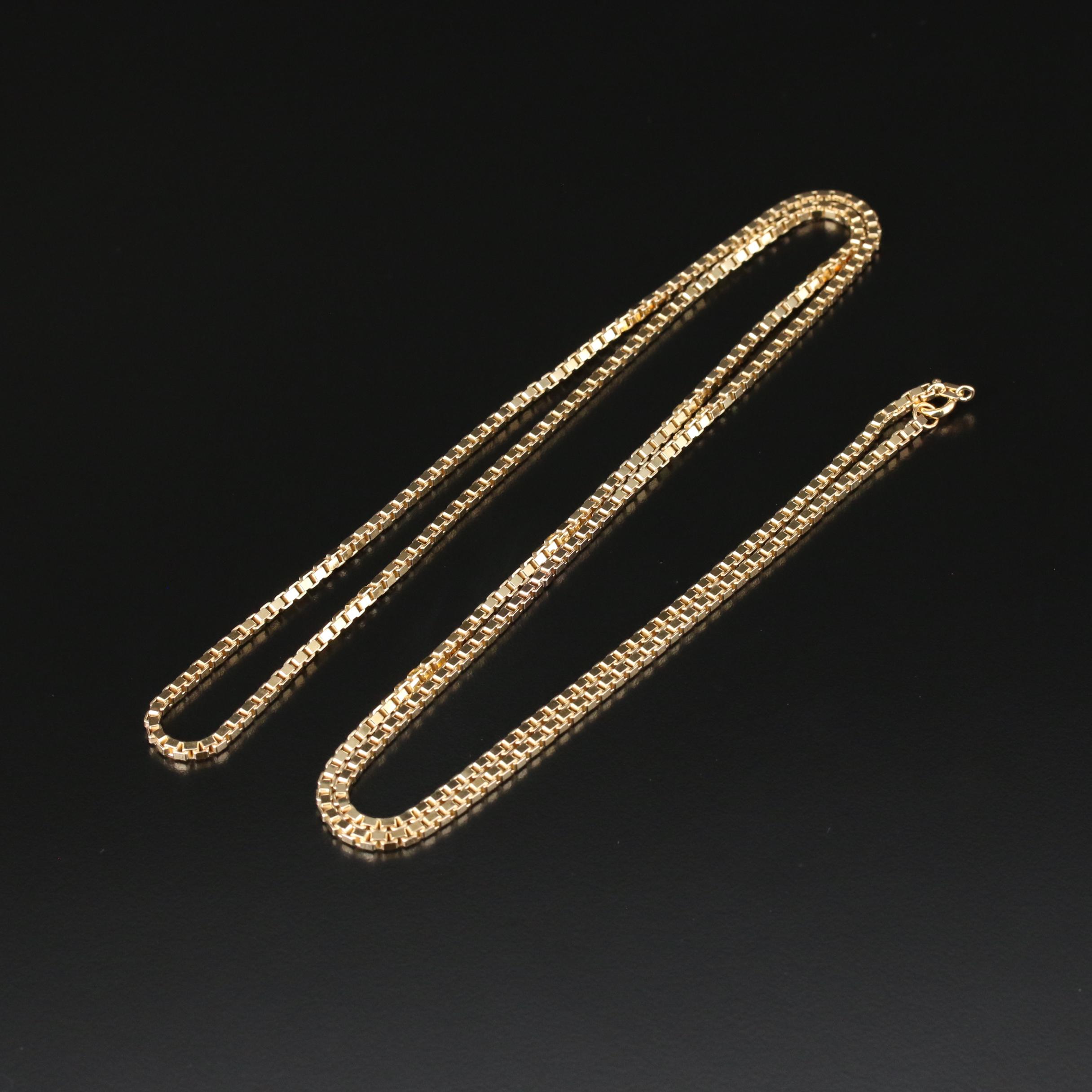 9K Gold Box Chain Necklace