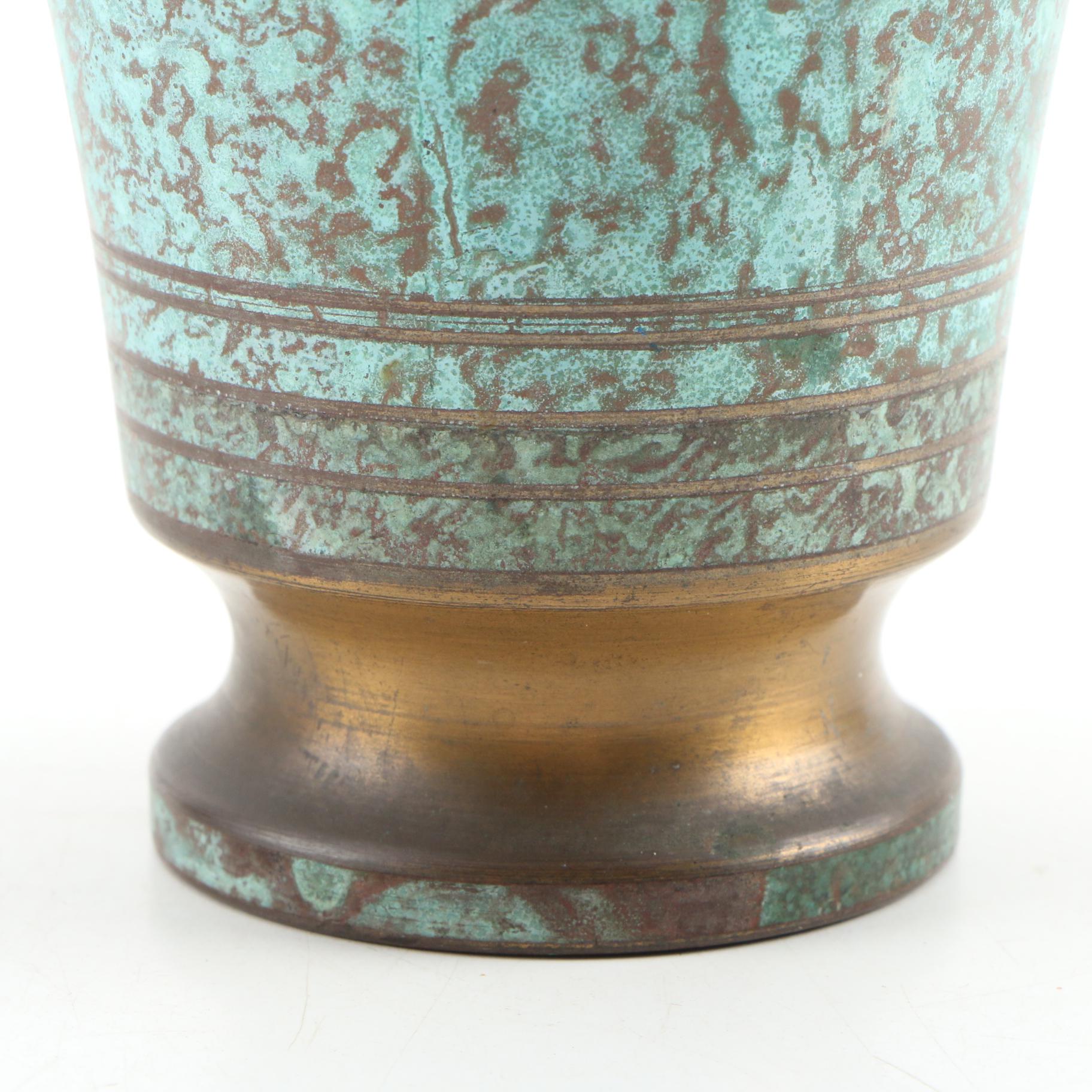 Carl Sorensen Art Deco Verdigris Bronze Vase, Early 20th Century
