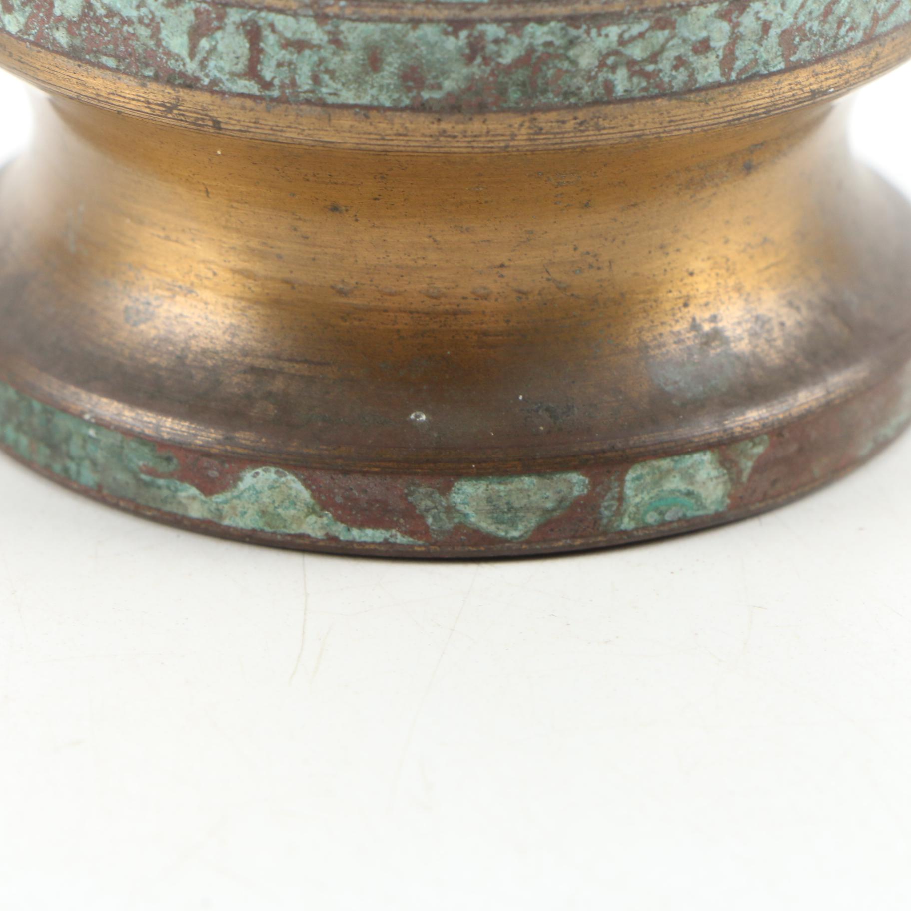 Carl Sorensen Art Deco Verdigris Bronze Vase, Early 20th Century