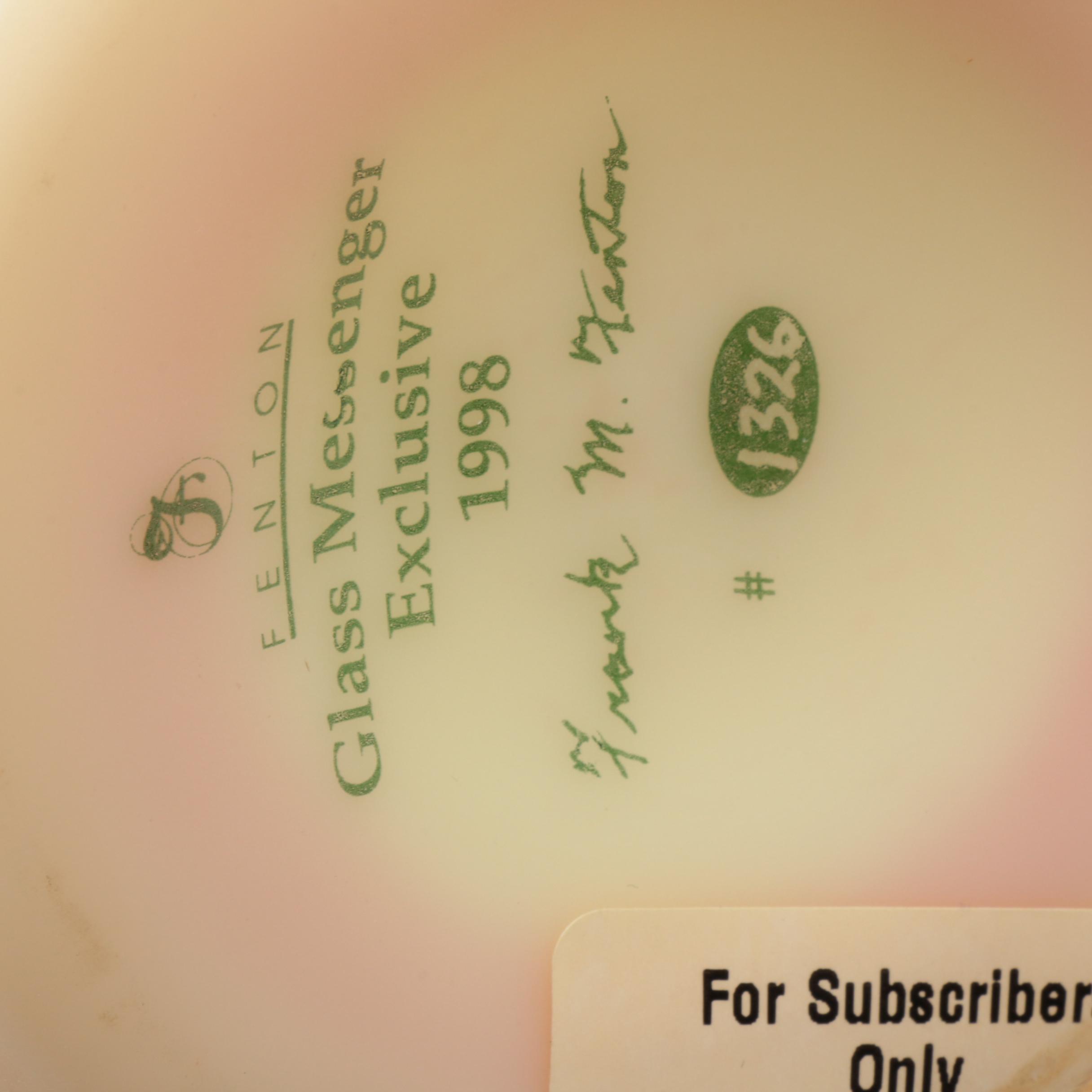 Fenton Signed Exclusive Edition Matte Finish Milk Glass