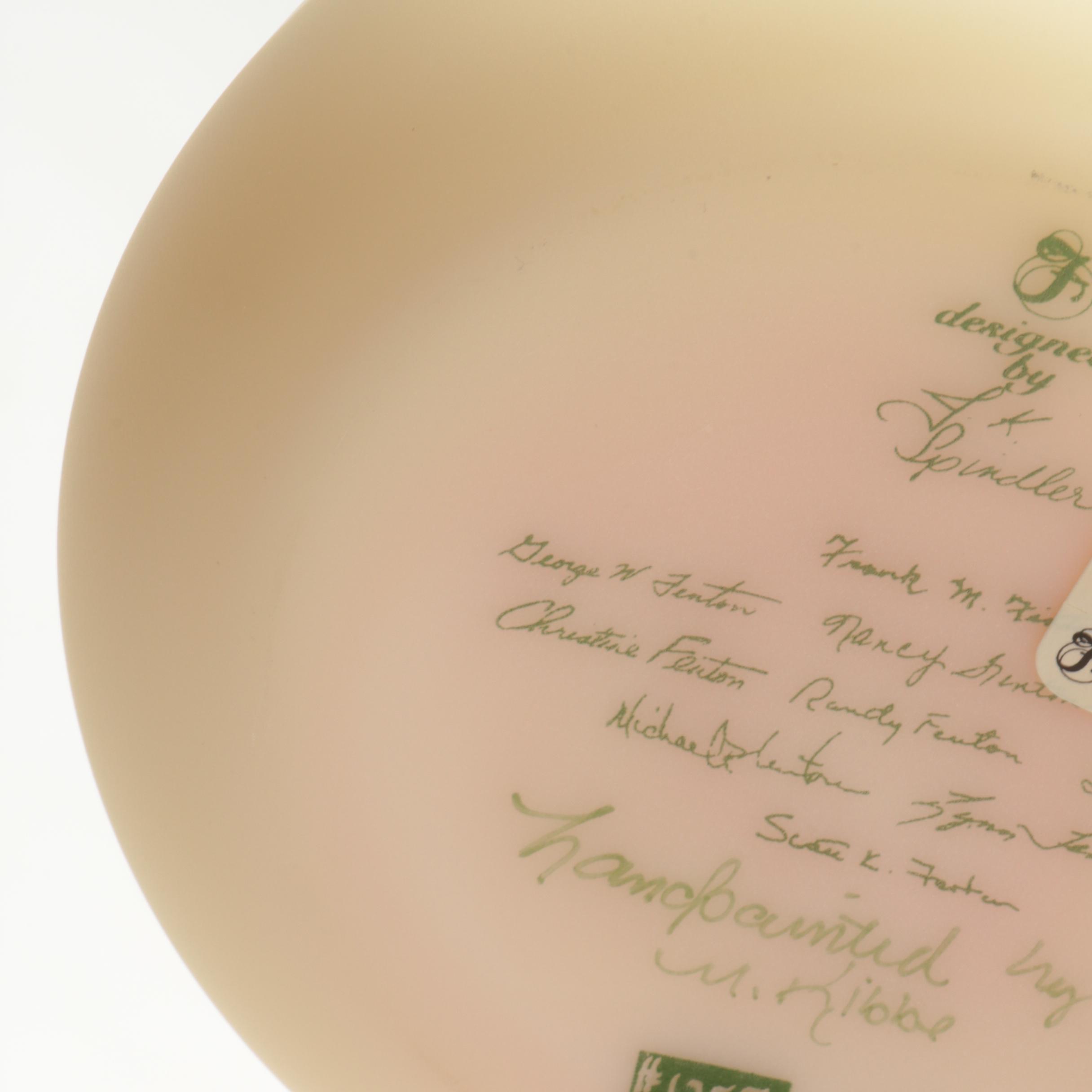 Fenton Signed Exclusive Edition Matte Finish Milk Glass