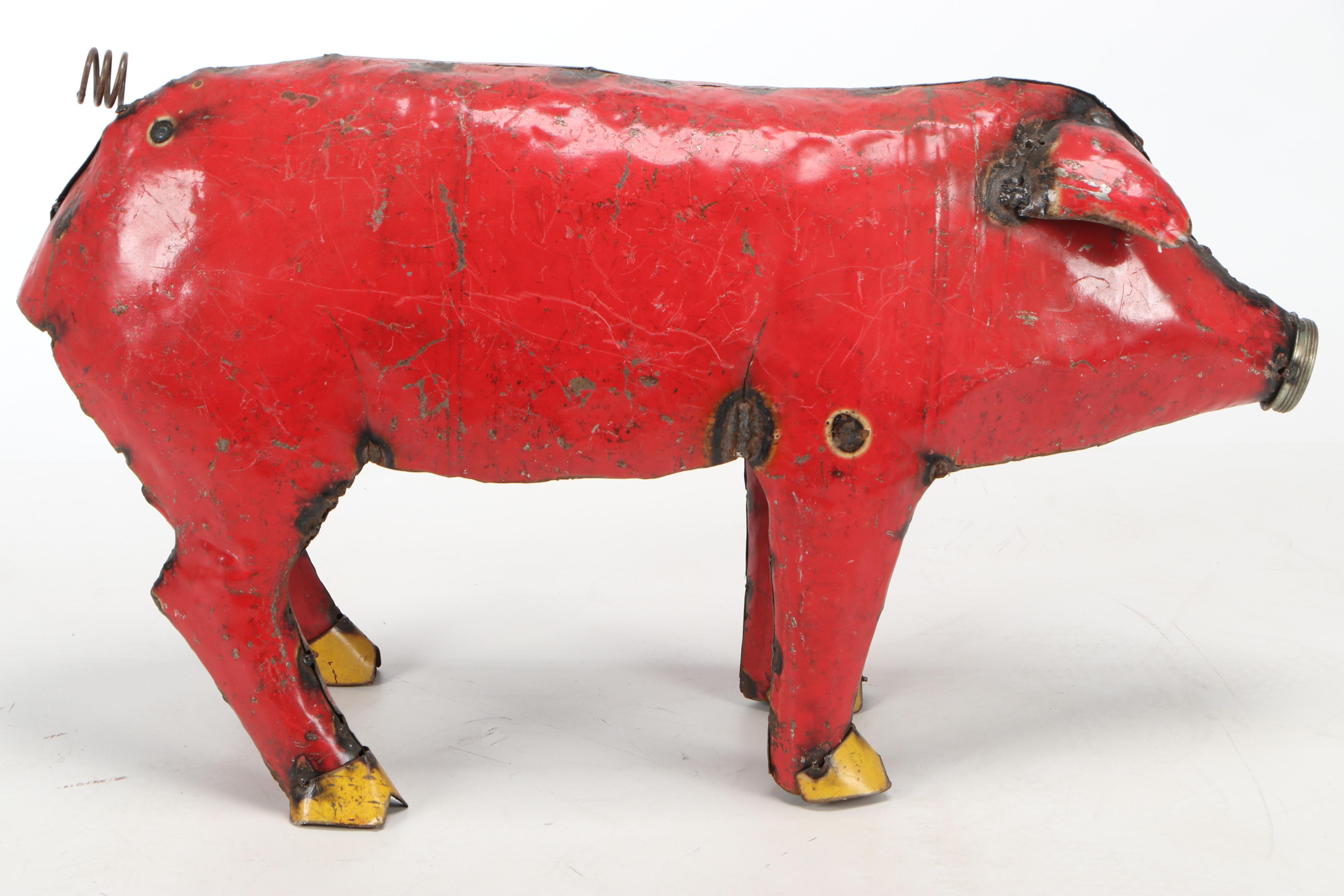 Mexican Folk Art Scrap Metal Pig Sculpture