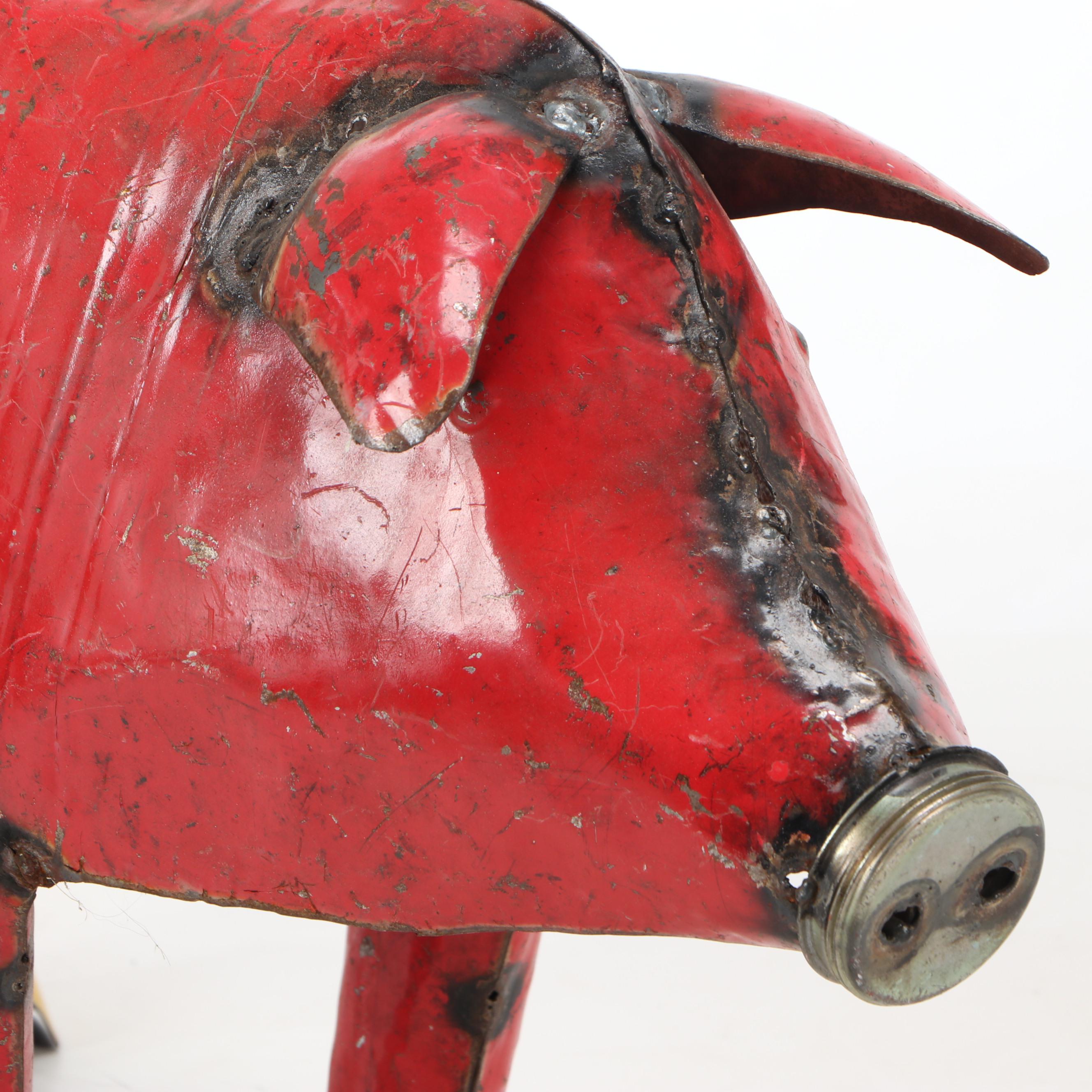 Mexican Folk Art Scrap Metal Pig Sculpture