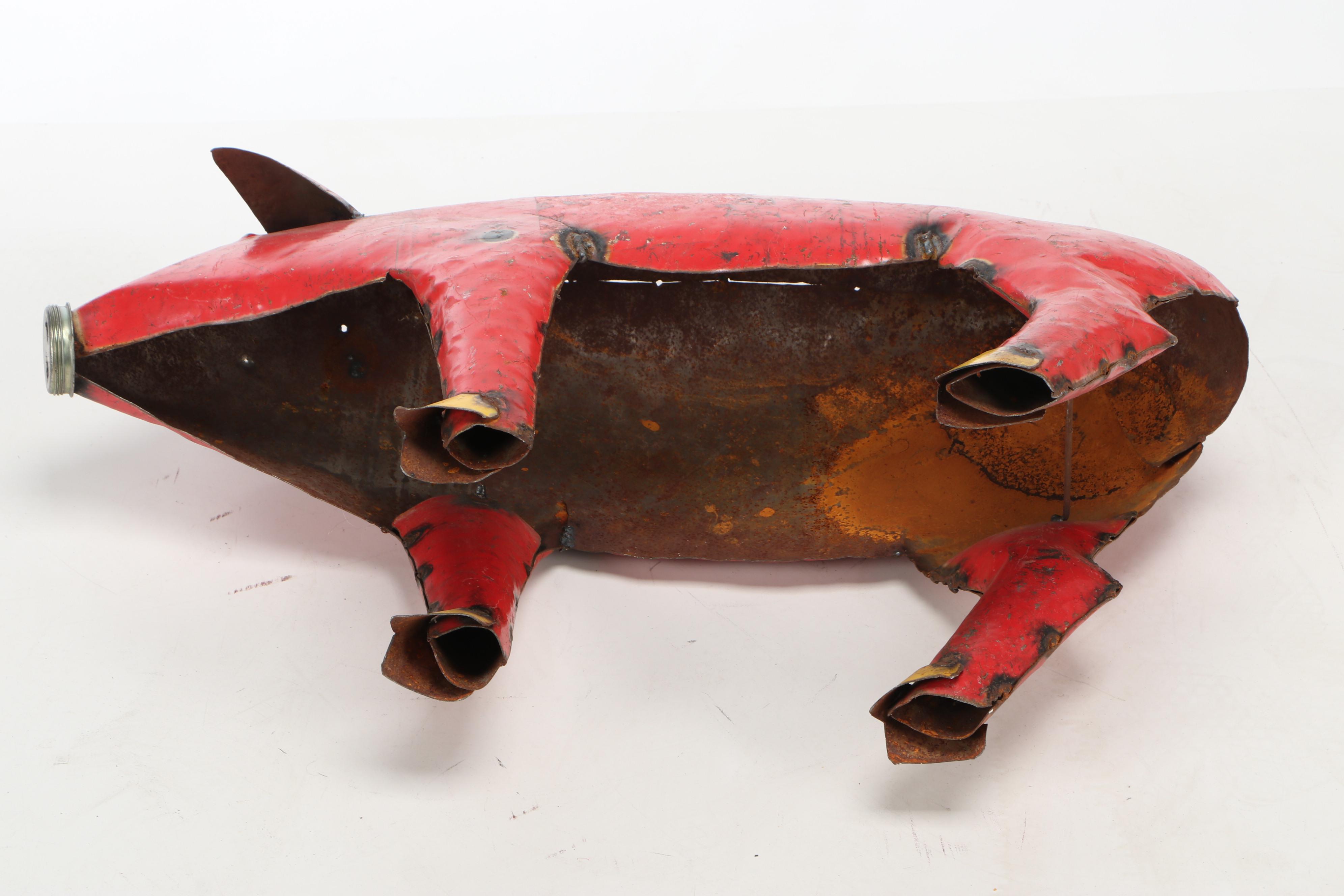 Mexican Folk Art Scrap Metal Pig Sculpture