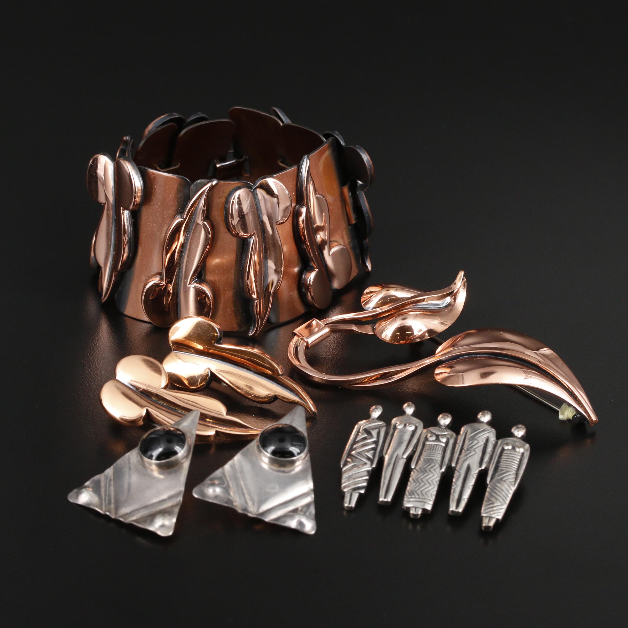 Jewelry Selection Featuring Renoir and Laurel Burch Figural Brooch