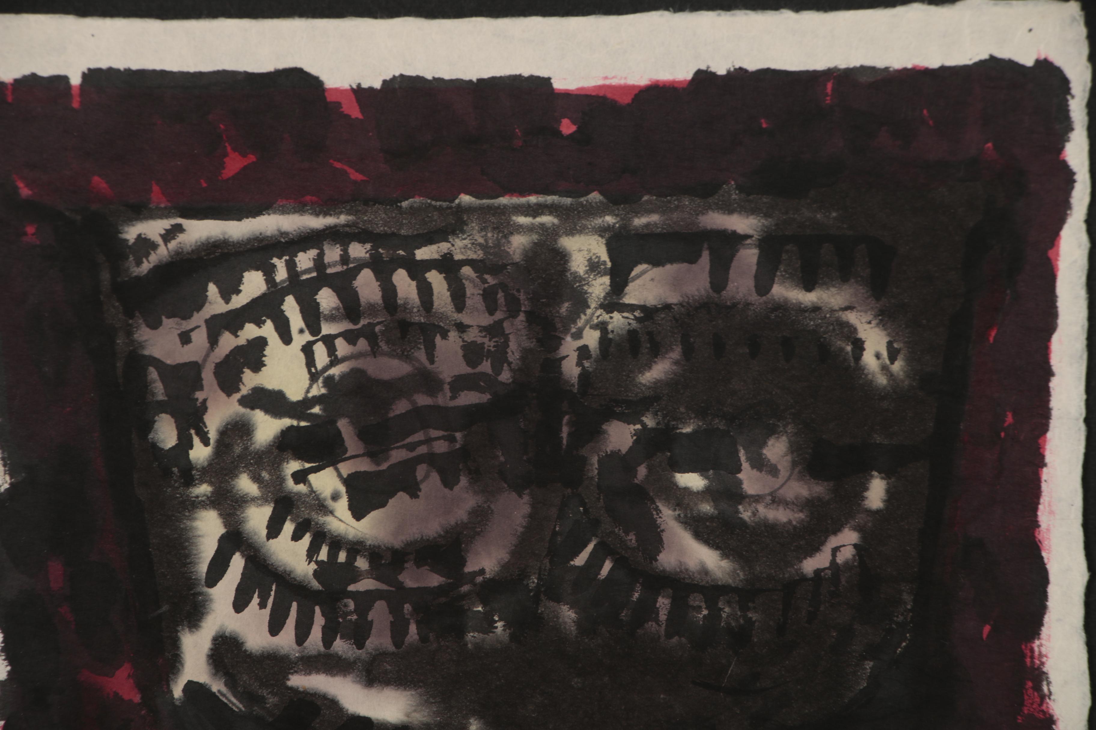 Leonard Maurer Abstract Mixed Media Painting, Mid-20th Century