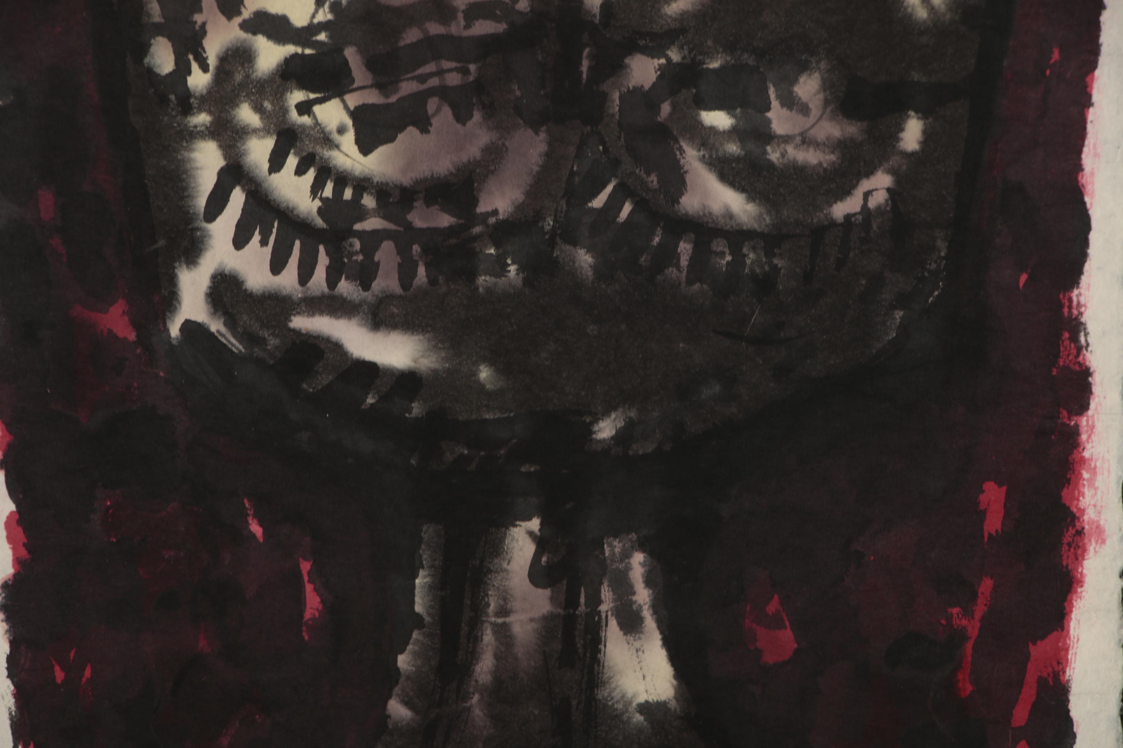 Leonard Maurer Abstract Mixed Media Painting, Mid-20th Century