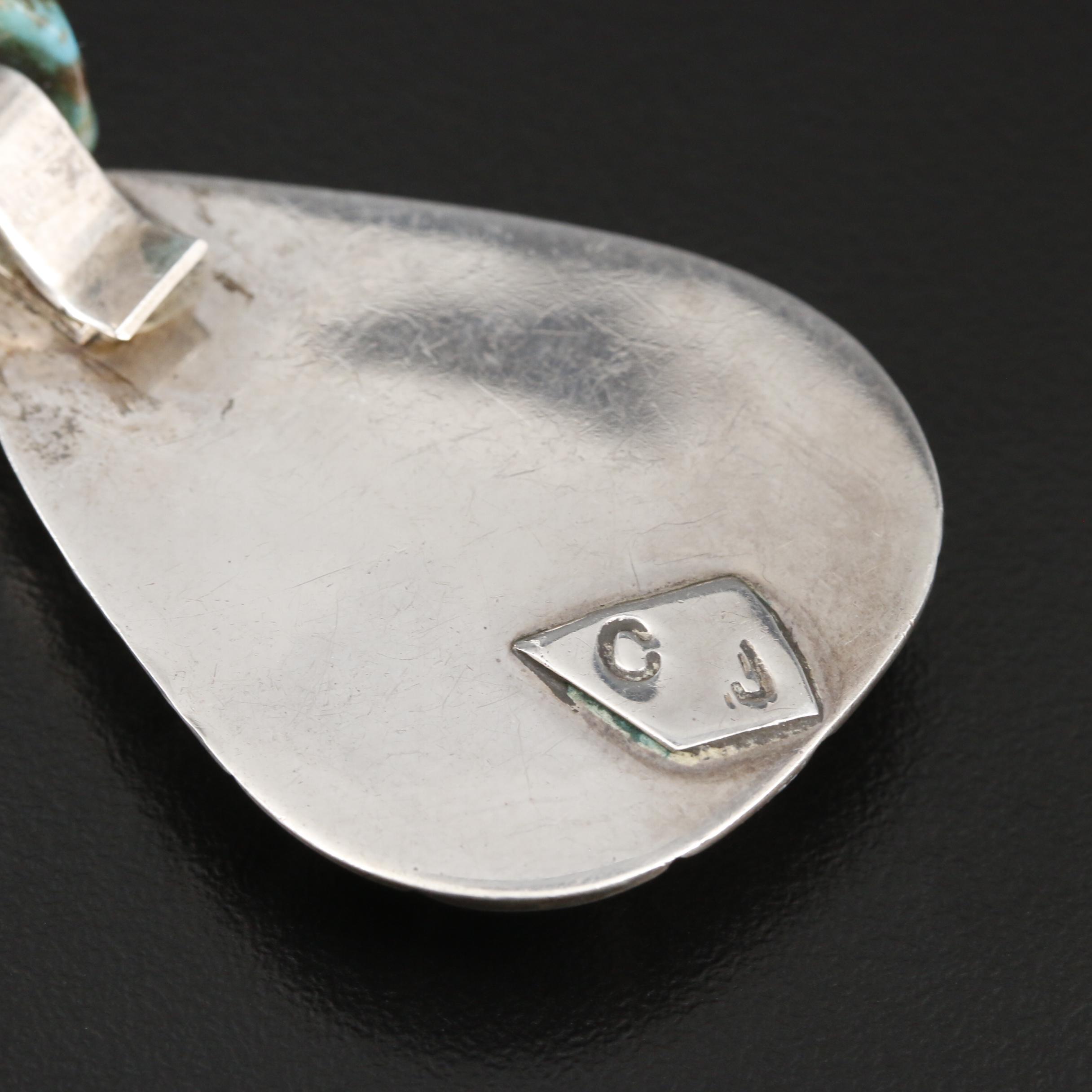 Corbet Joe Navajo Diné Sterling Turquoise Enhancer Pendant Necklace