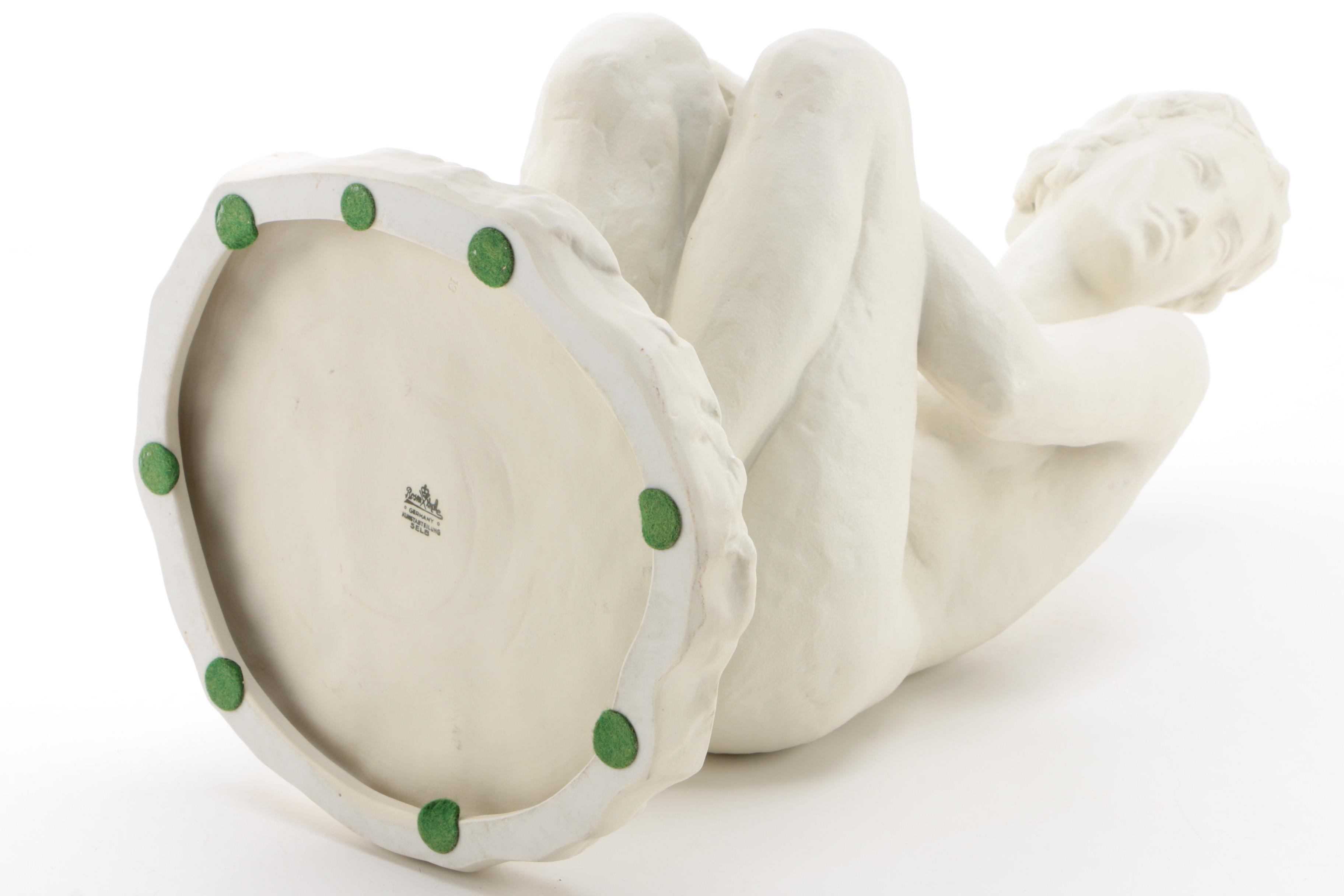 Rosenthal Ceramic Sculpture "Hockende" after Fritz Klimsch, 1930s