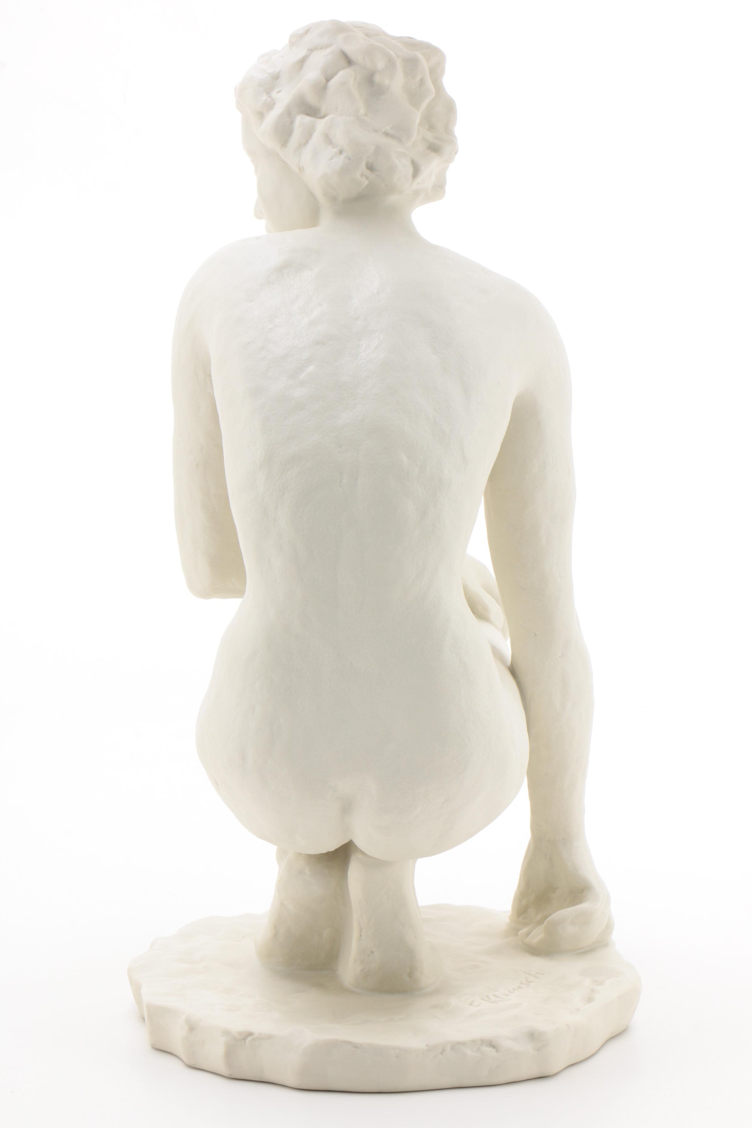 Rosenthal Ceramic Sculpture "Hockende" after Fritz Klimsch, 1930s