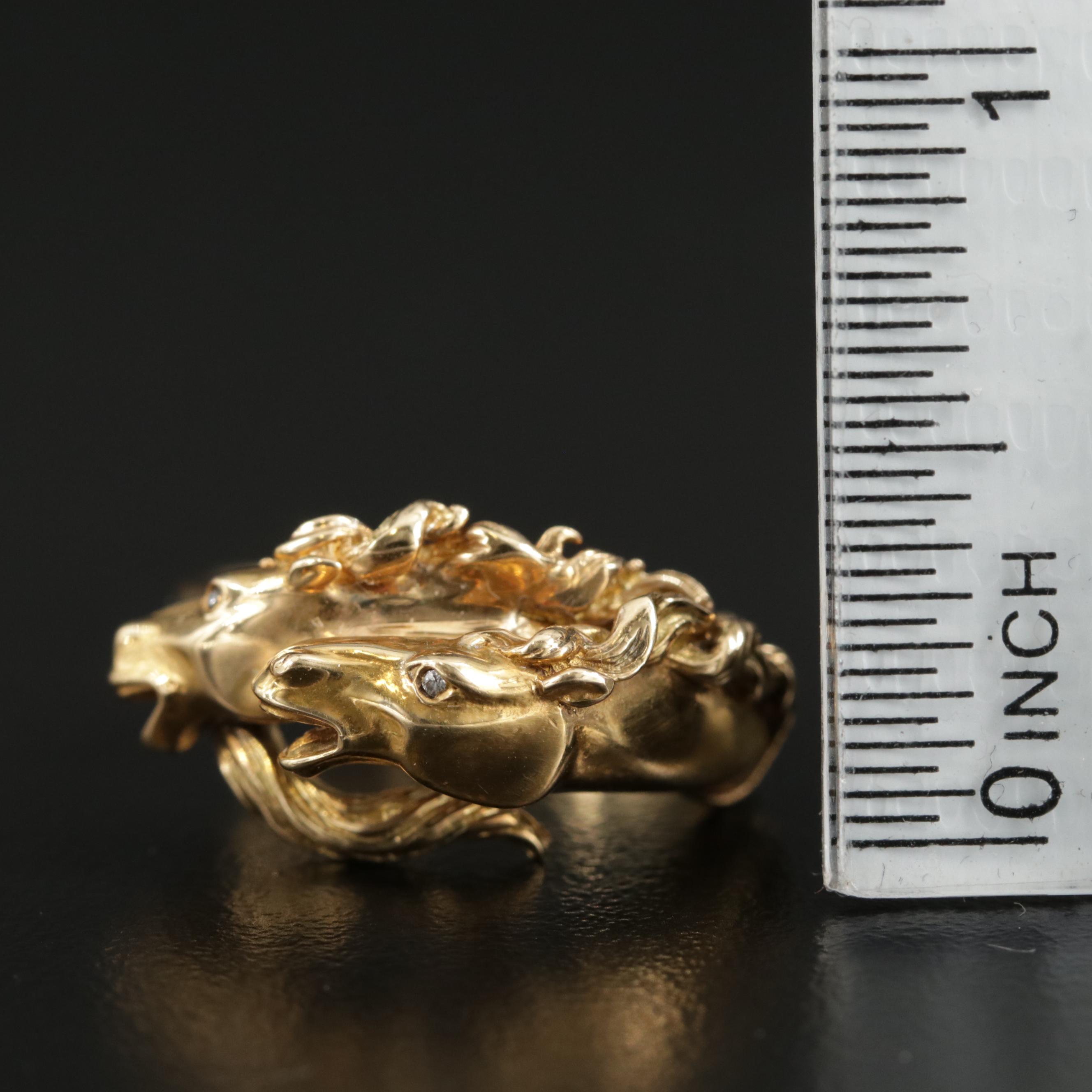 Carrera Y Carrera 18K Yellow Gold Double Horse Head Ring