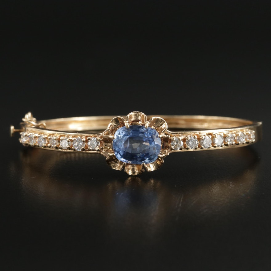 Vintage 14K Yellow Gold 7.54 CT Sapphire and 1.33 CTW Diamond Bracelet