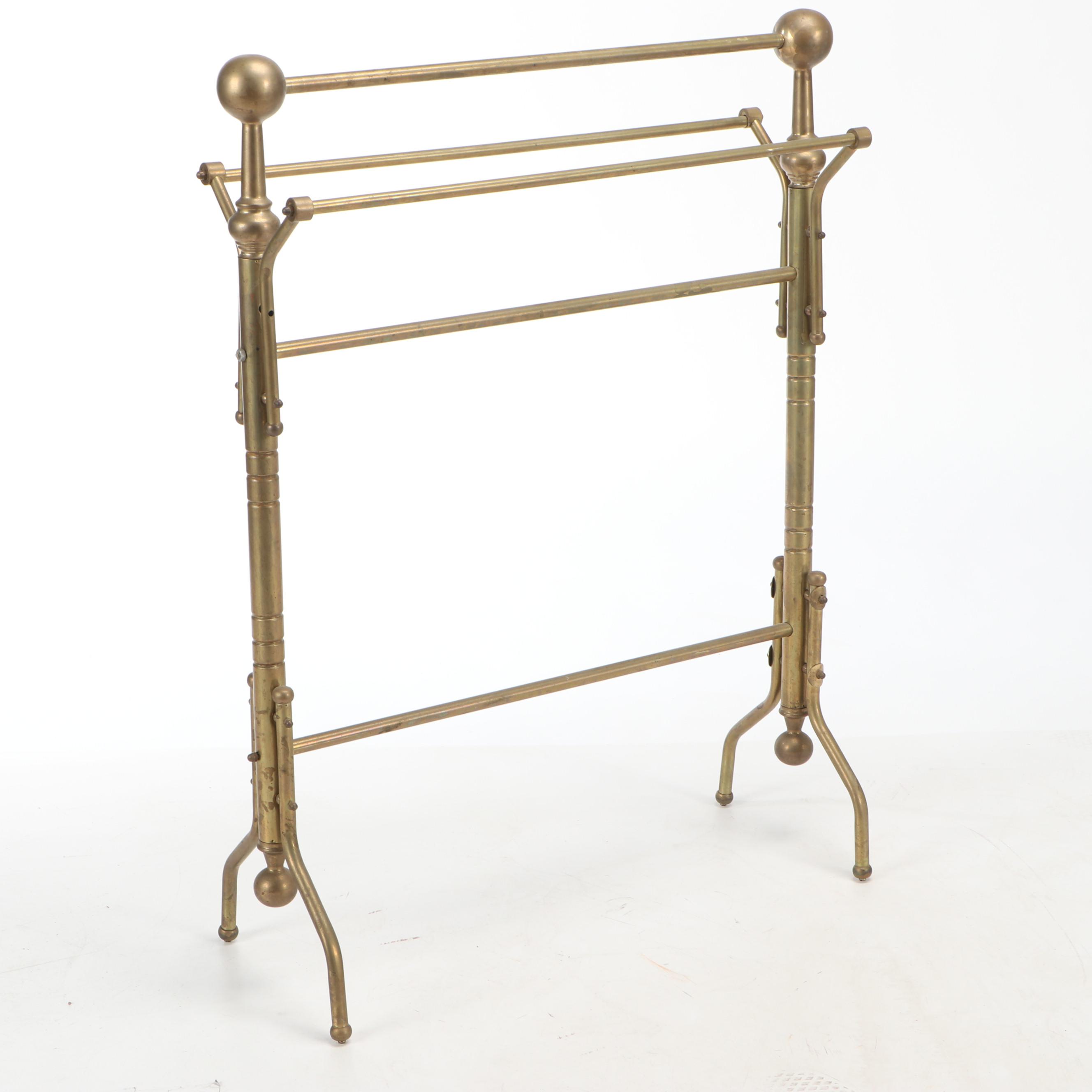 Brass Quilt Rack with Wrought Iron Towel Rack EBTH