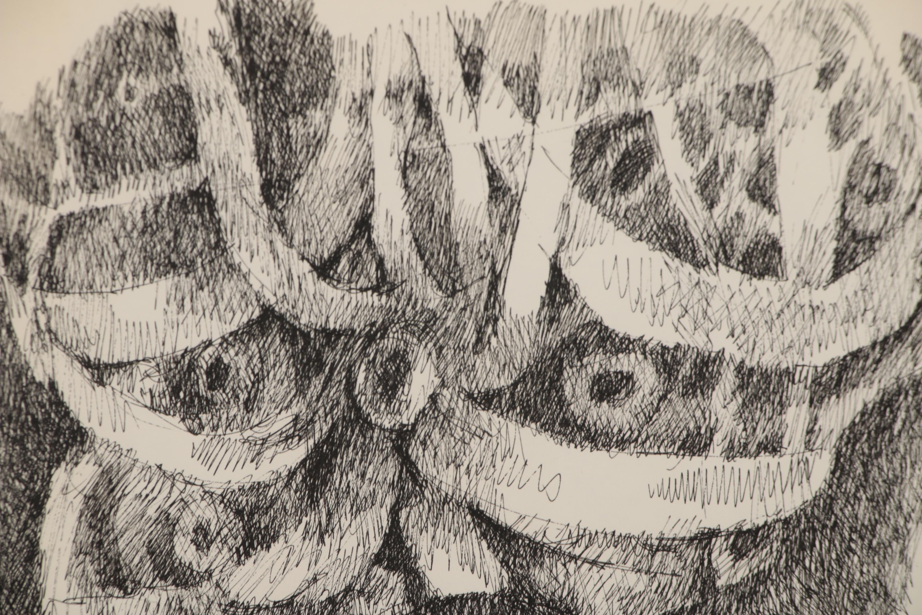 Leonard Maurer Abstract Ink Drawing, 1973