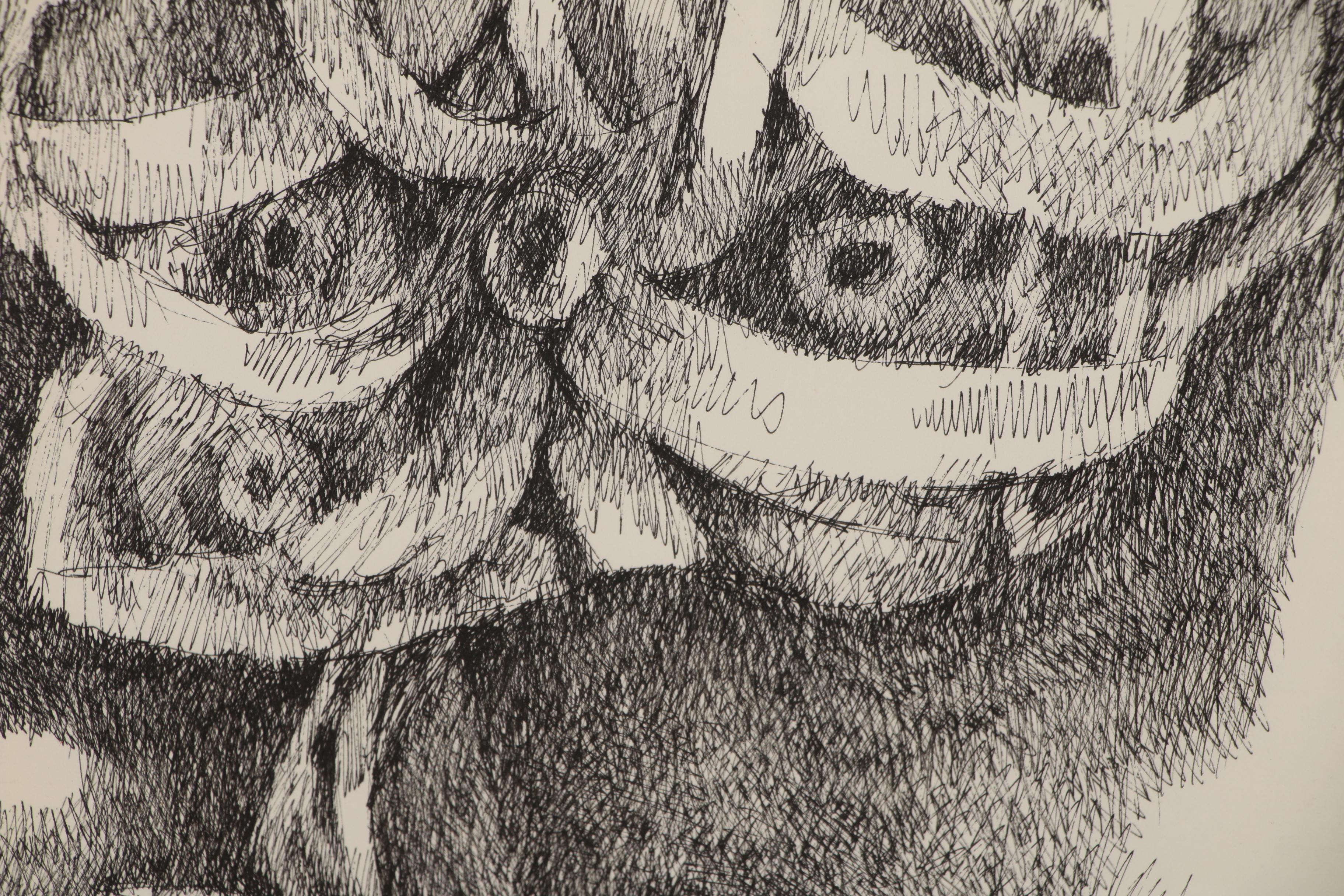 Leonard Maurer Abstract Ink Drawing, 1973