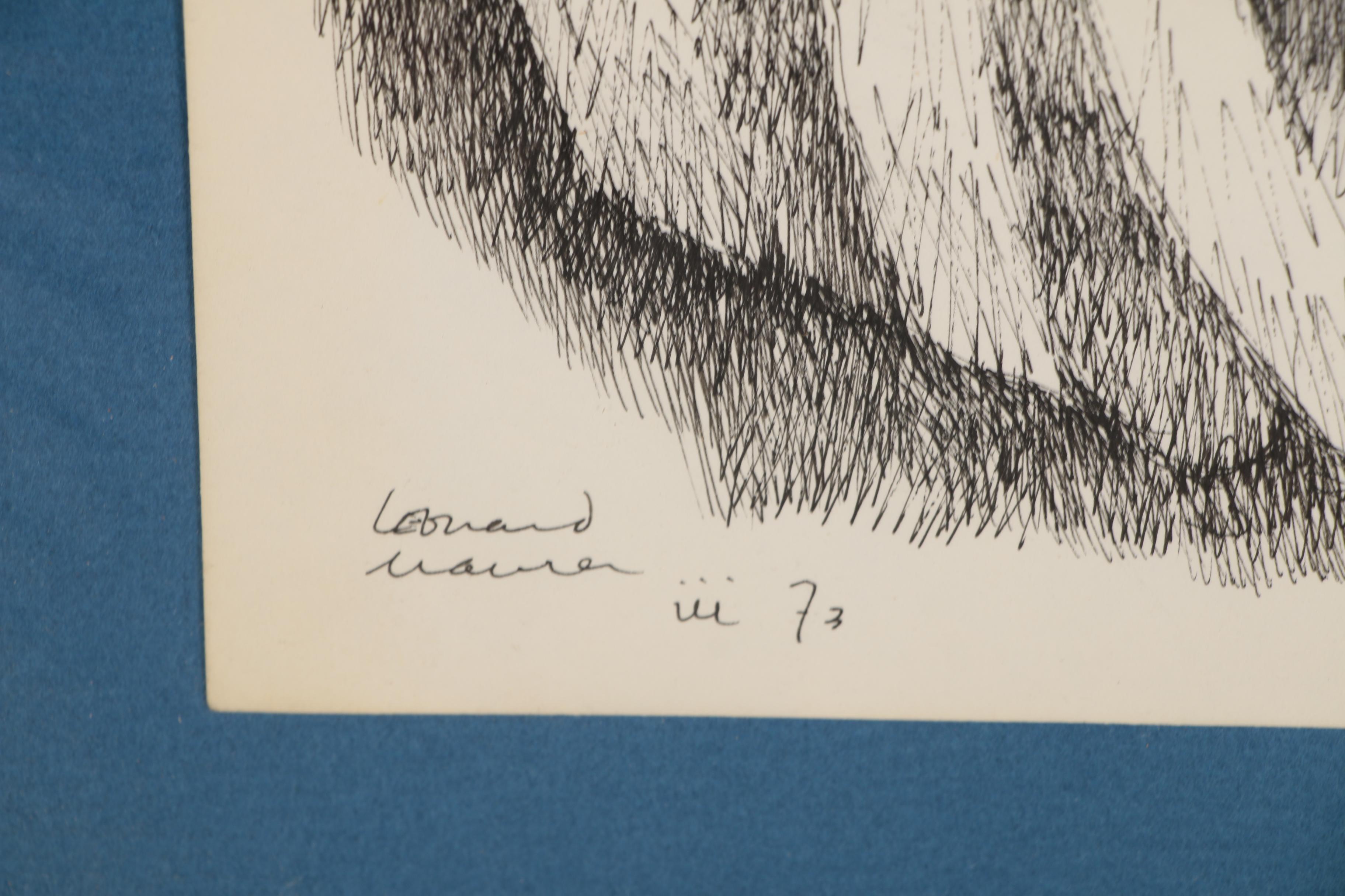 Leonard Maurer Abstract Ink Drawing, 1973