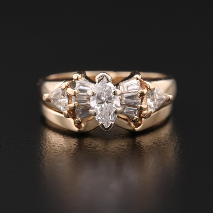 14K Yellow Gold Diamond Ring Set