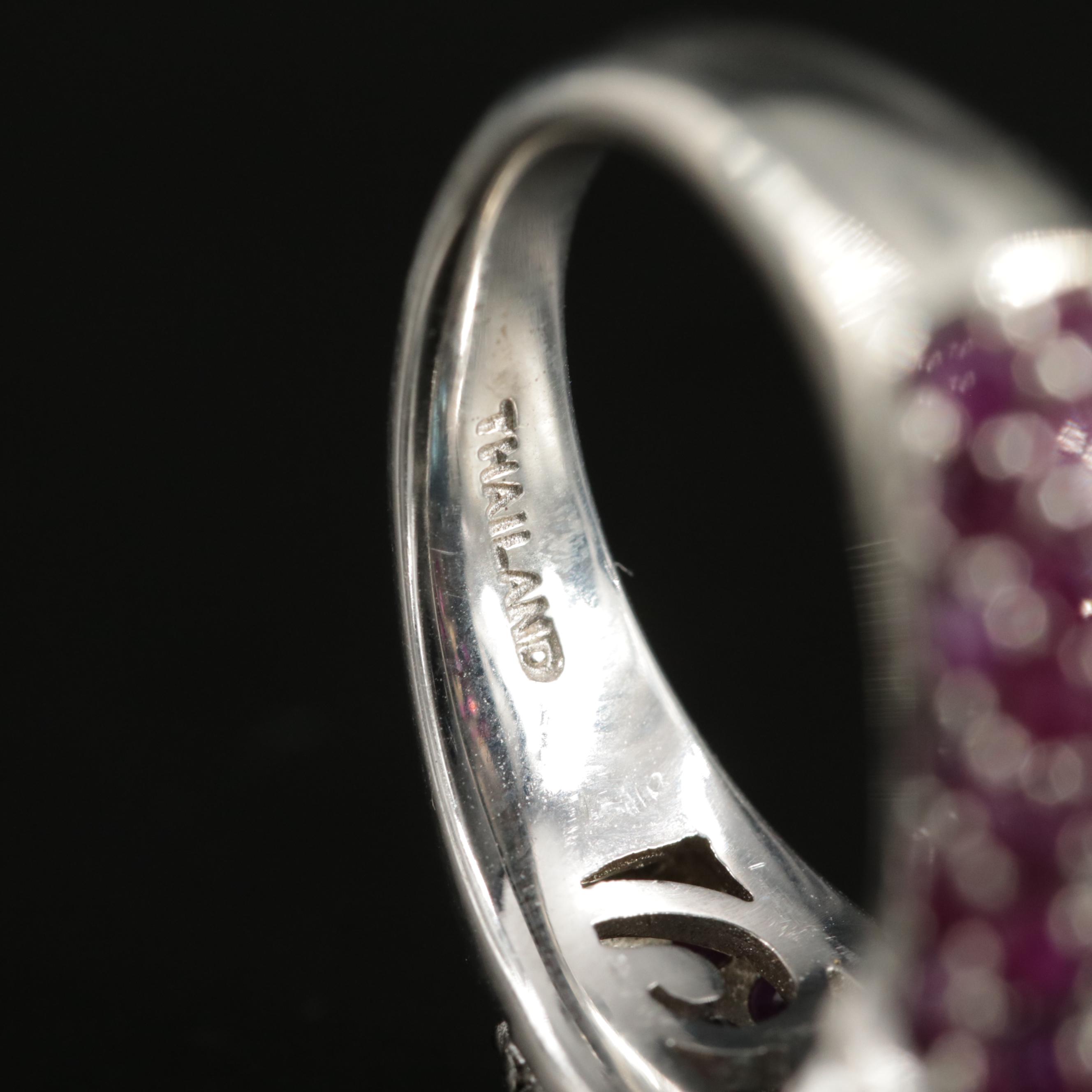 Sterling Silver Blue Topaz and Ruby Ring