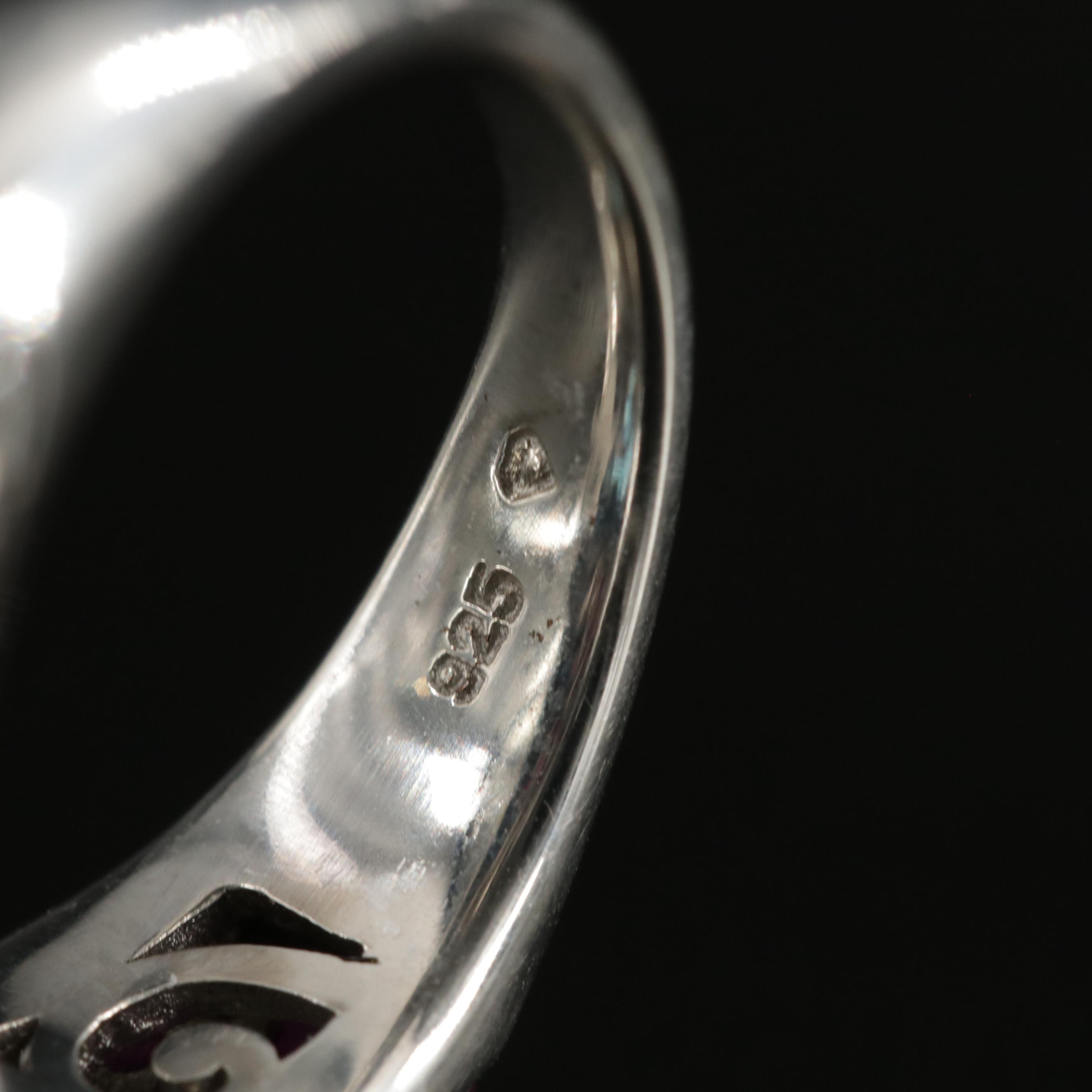 Sterling Silver Blue Topaz and Ruby Ring