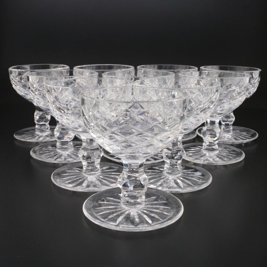 Waterford Crystal "Powerscourt" Footed Dessert Bowls, Mid to Late 20th Century