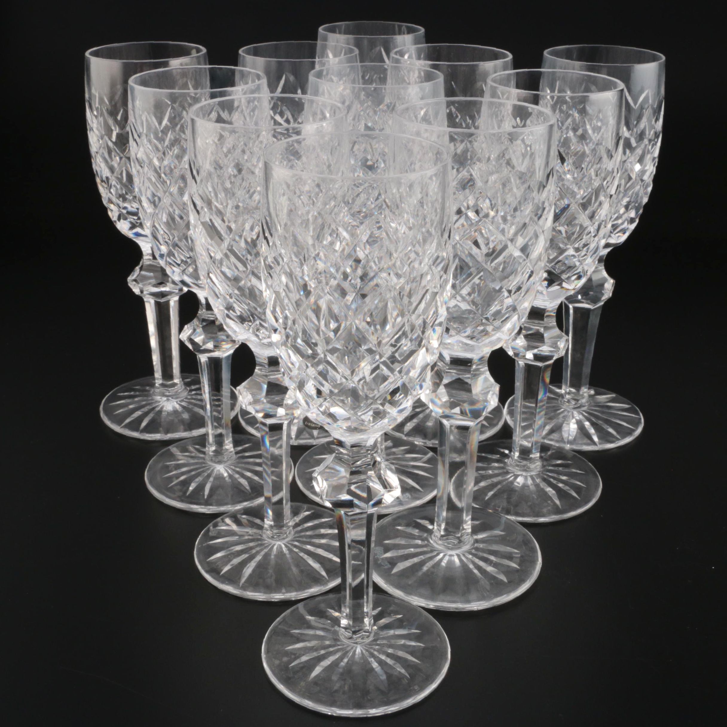 Waterford Crystal "Powerscourt" White Wine Glasses, Mid to Late 20th Century