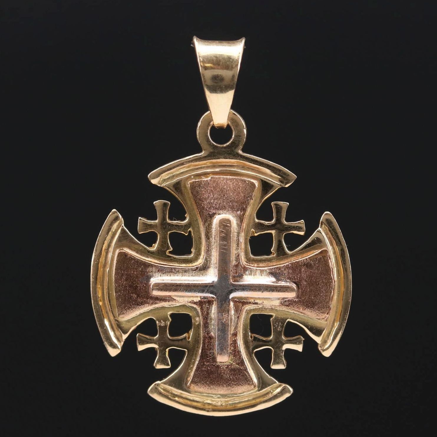 14K Gold Jerusalem Cross Pendant