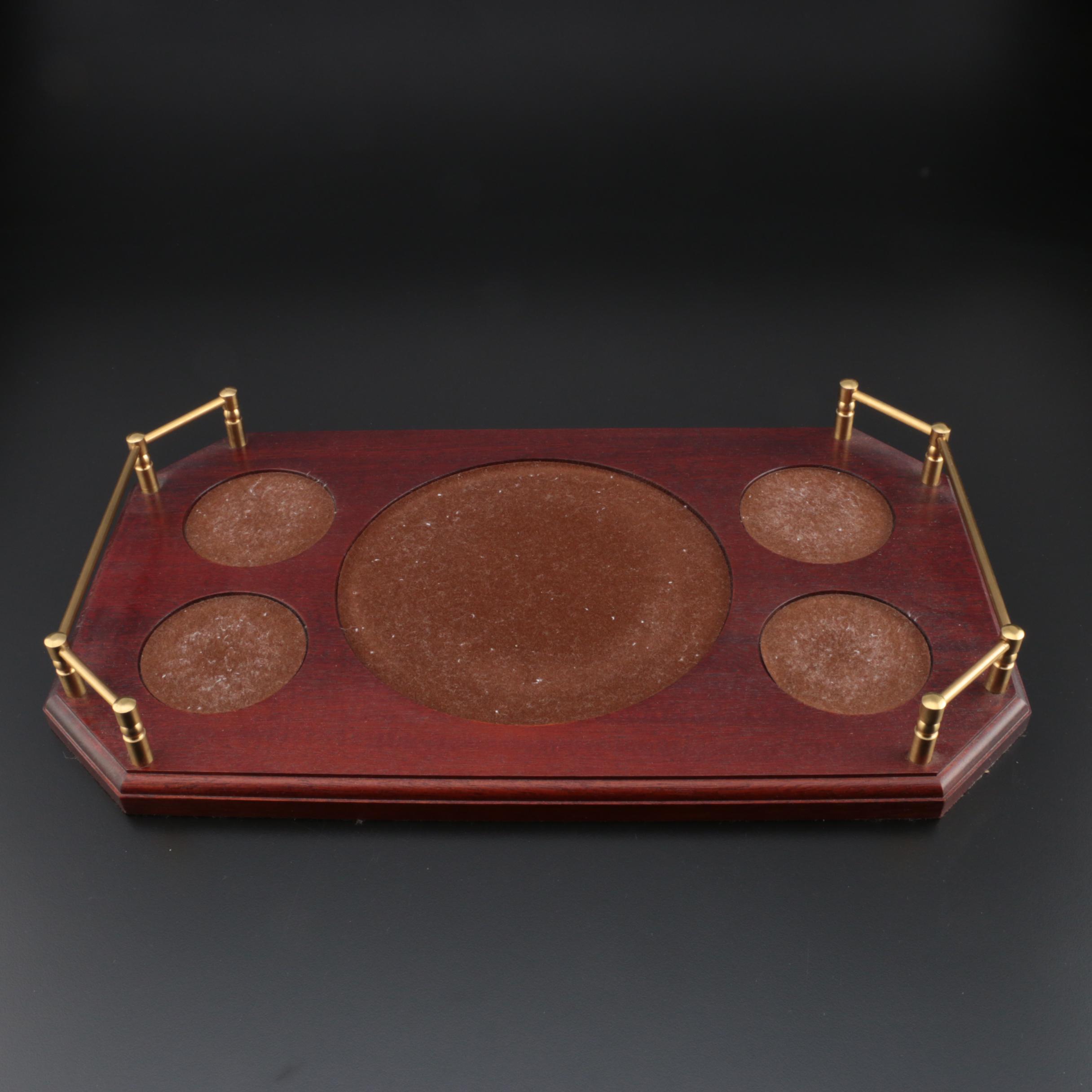 Waterford Crystal Bar Set with Ships Decanter, Old Fashioneds, and Wood Tray