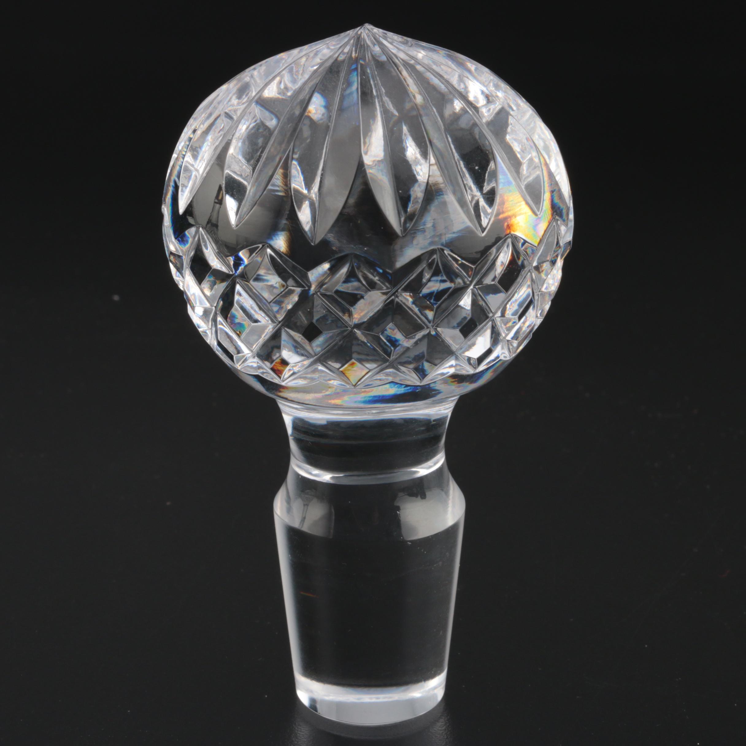 Waterford Crystal Bar Set with Ships Decanter, Old Fashioneds, and Wood Tray