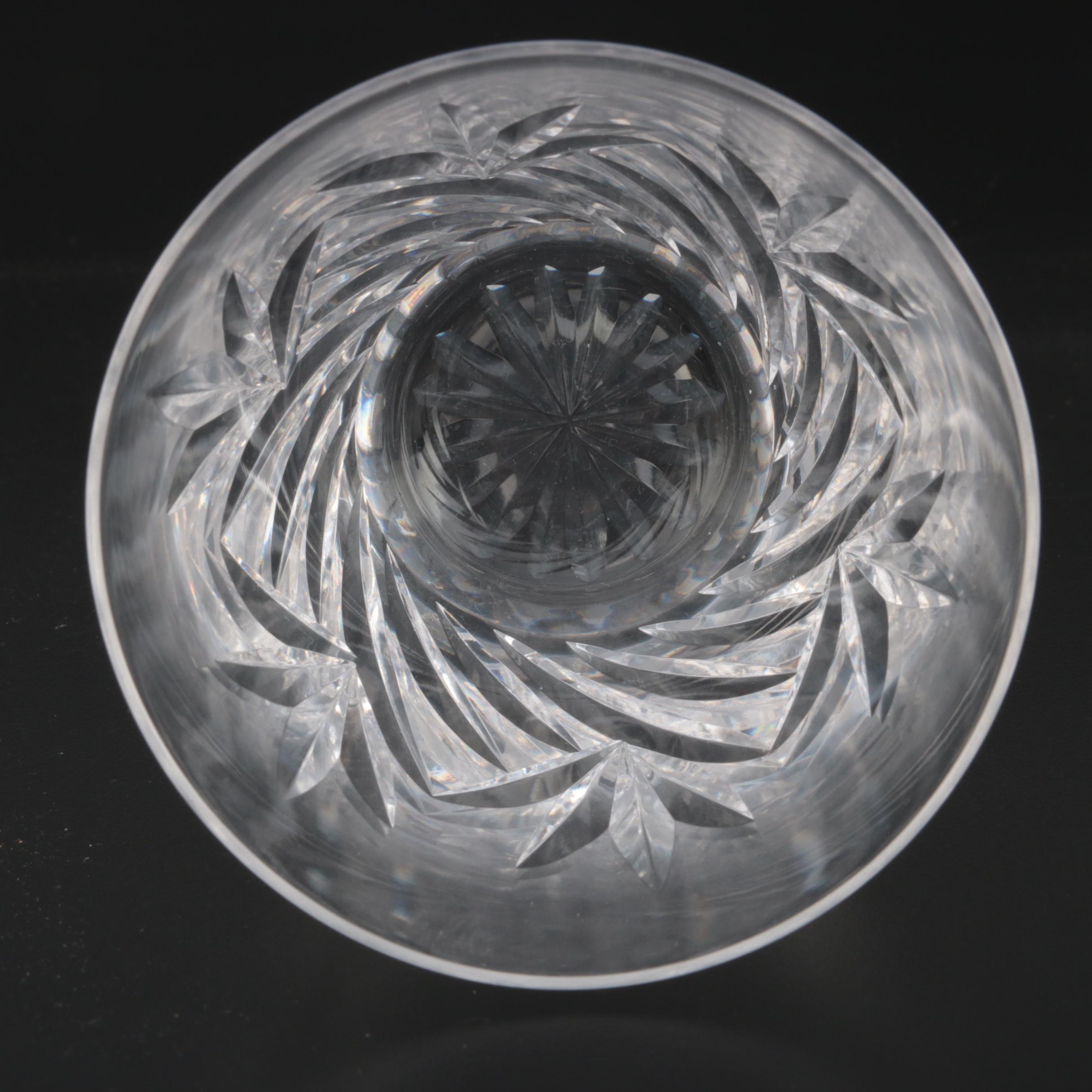 Waterford Crystal Bar Set with Ships Decanter, Old Fashioneds, and Wood Tray