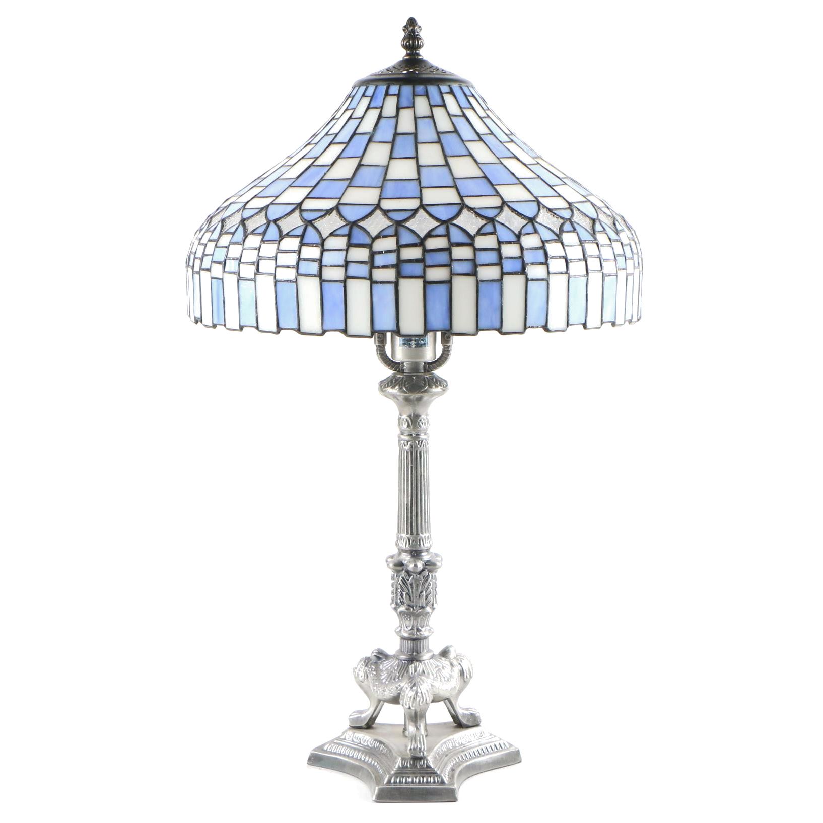 Tiffany Style Stained Glass Table Lamp, Late 20th Century