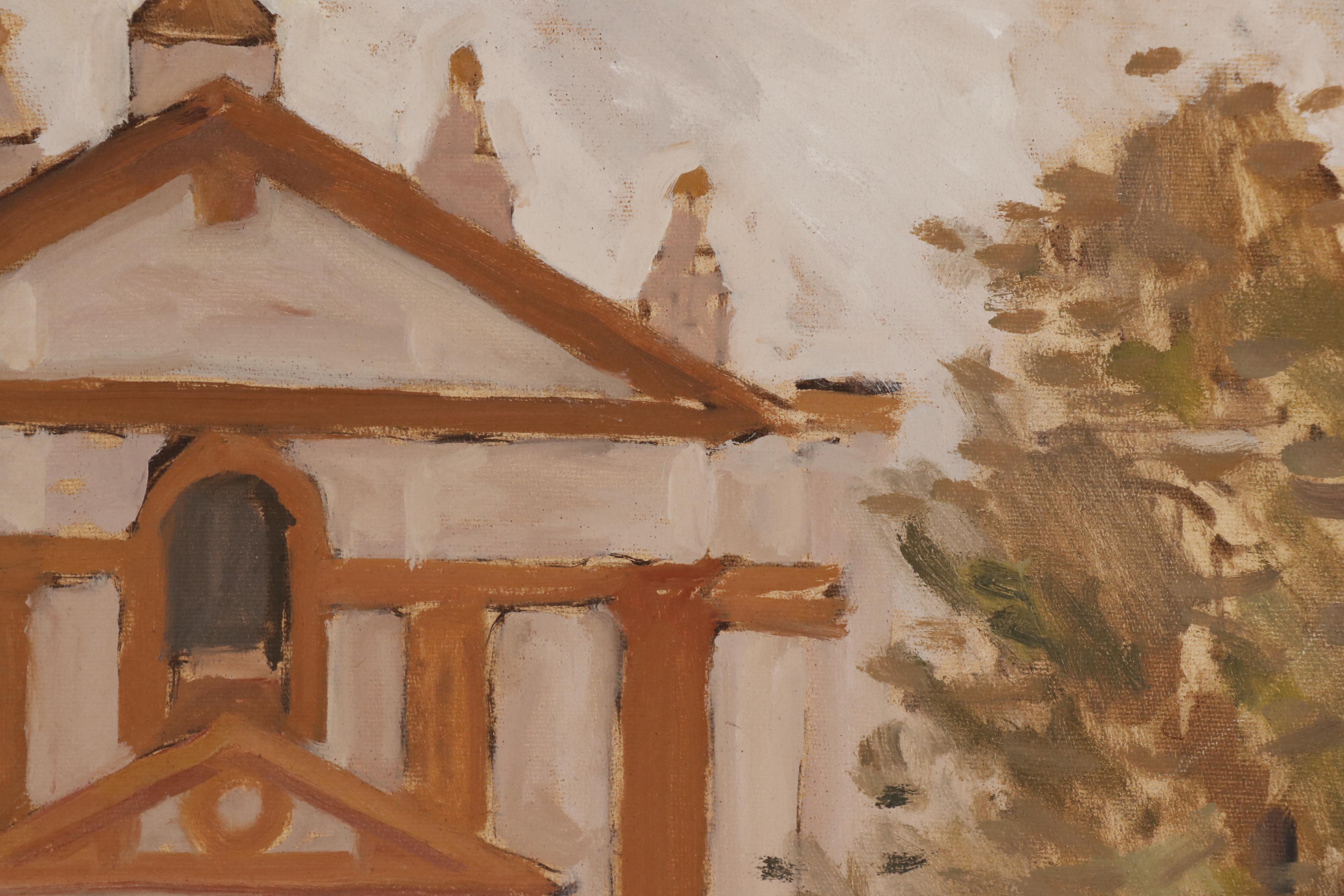 Juanillo Gonzalez Oil Painting of Mission "Día de Otoño", 1985