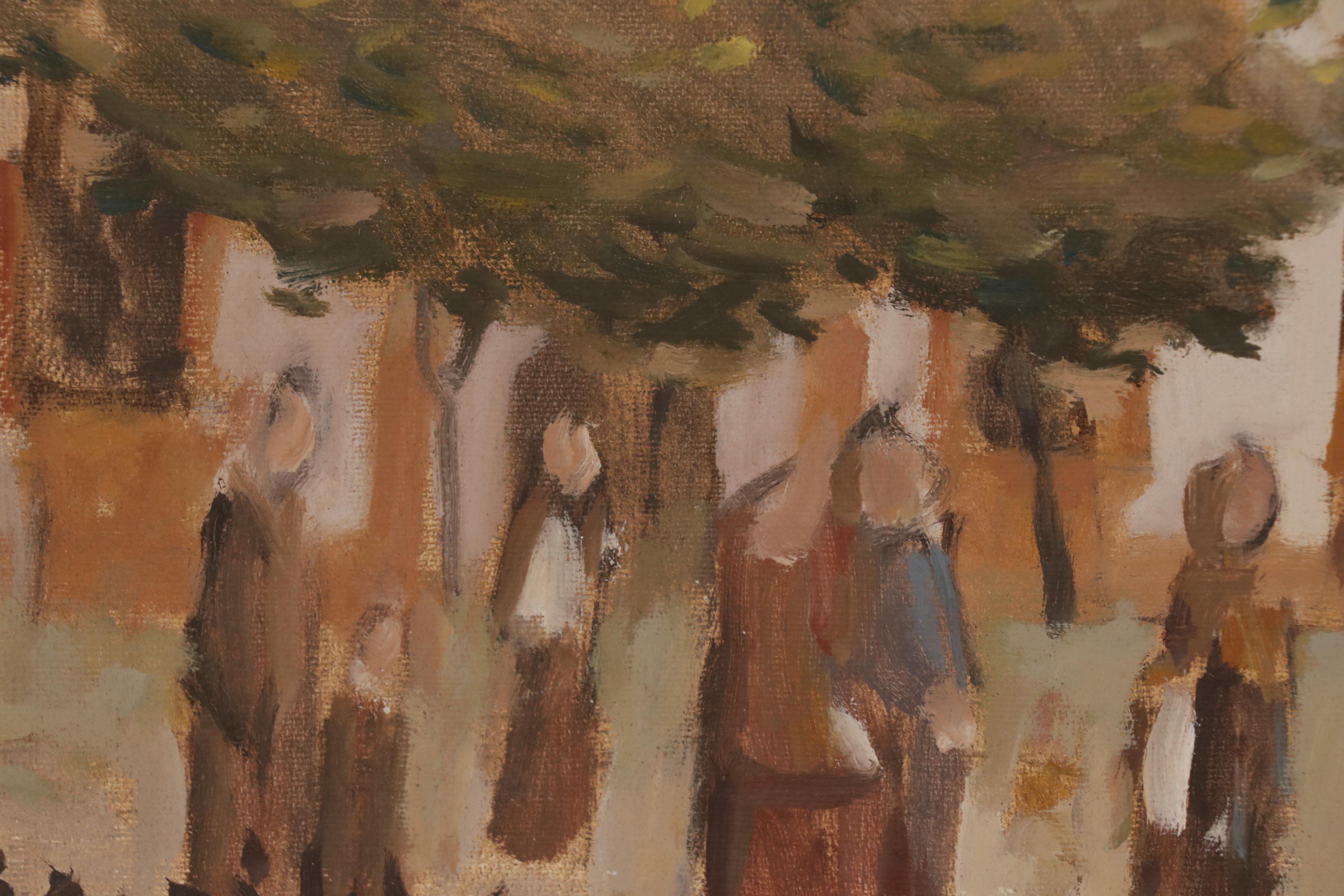 Juanillo Gonzalez Oil Painting of Mission "Día de Otoño", 1985