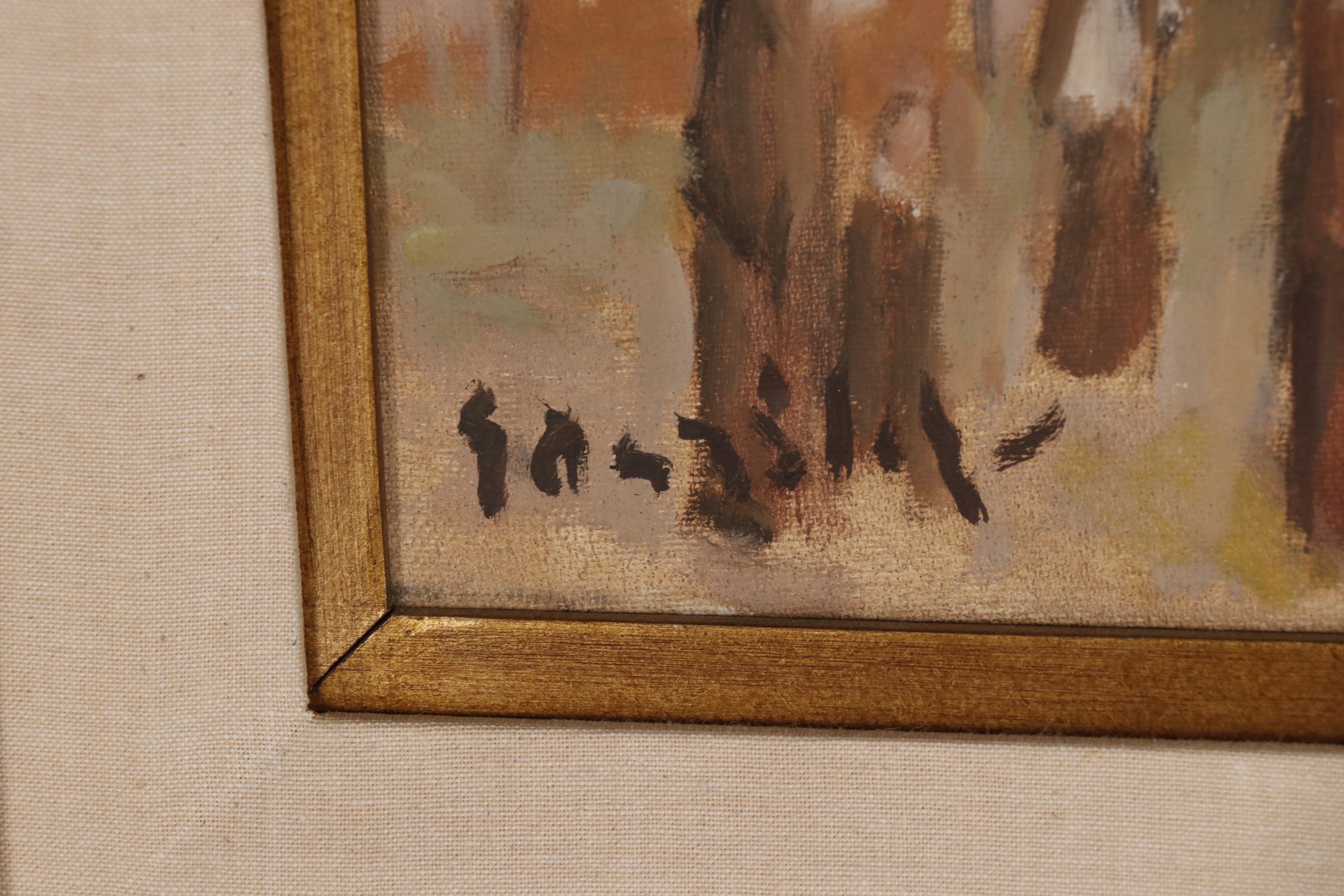 Juanillo Gonzalez Oil Painting of Mission "Día de Otoño", 1985