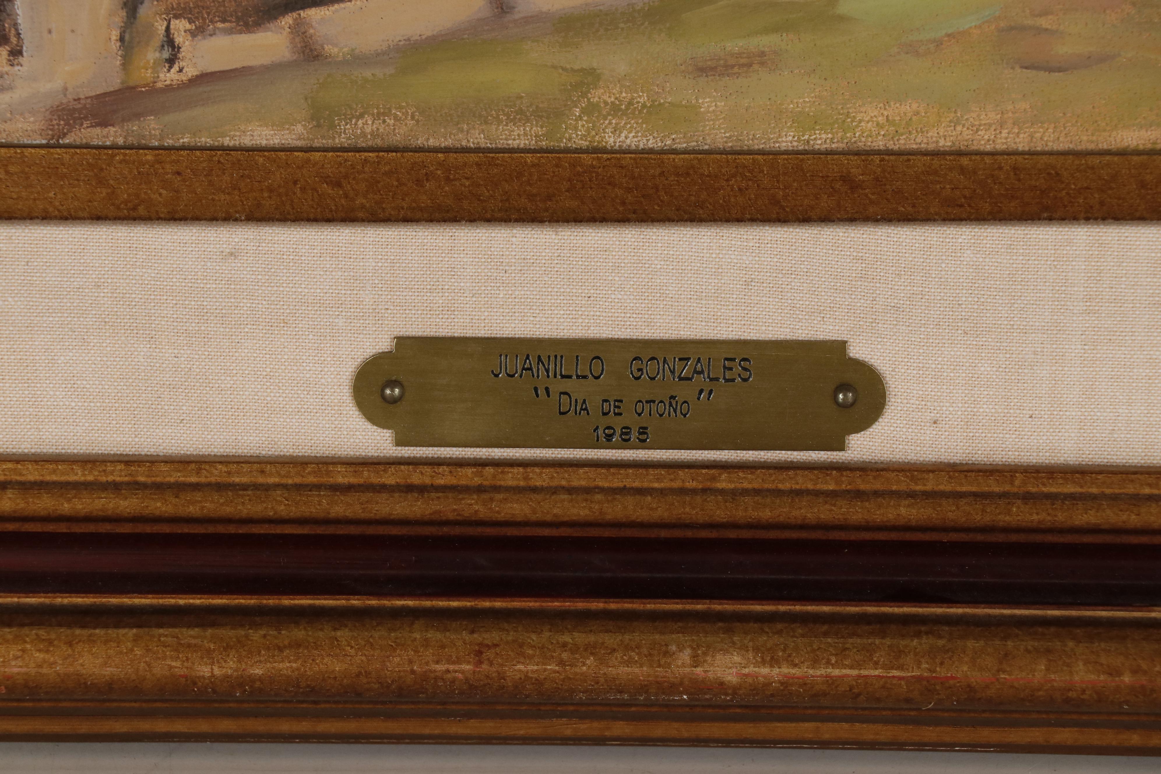 Juanillo Gonzalez Oil Painting of Mission "Día de Otoño", 1985