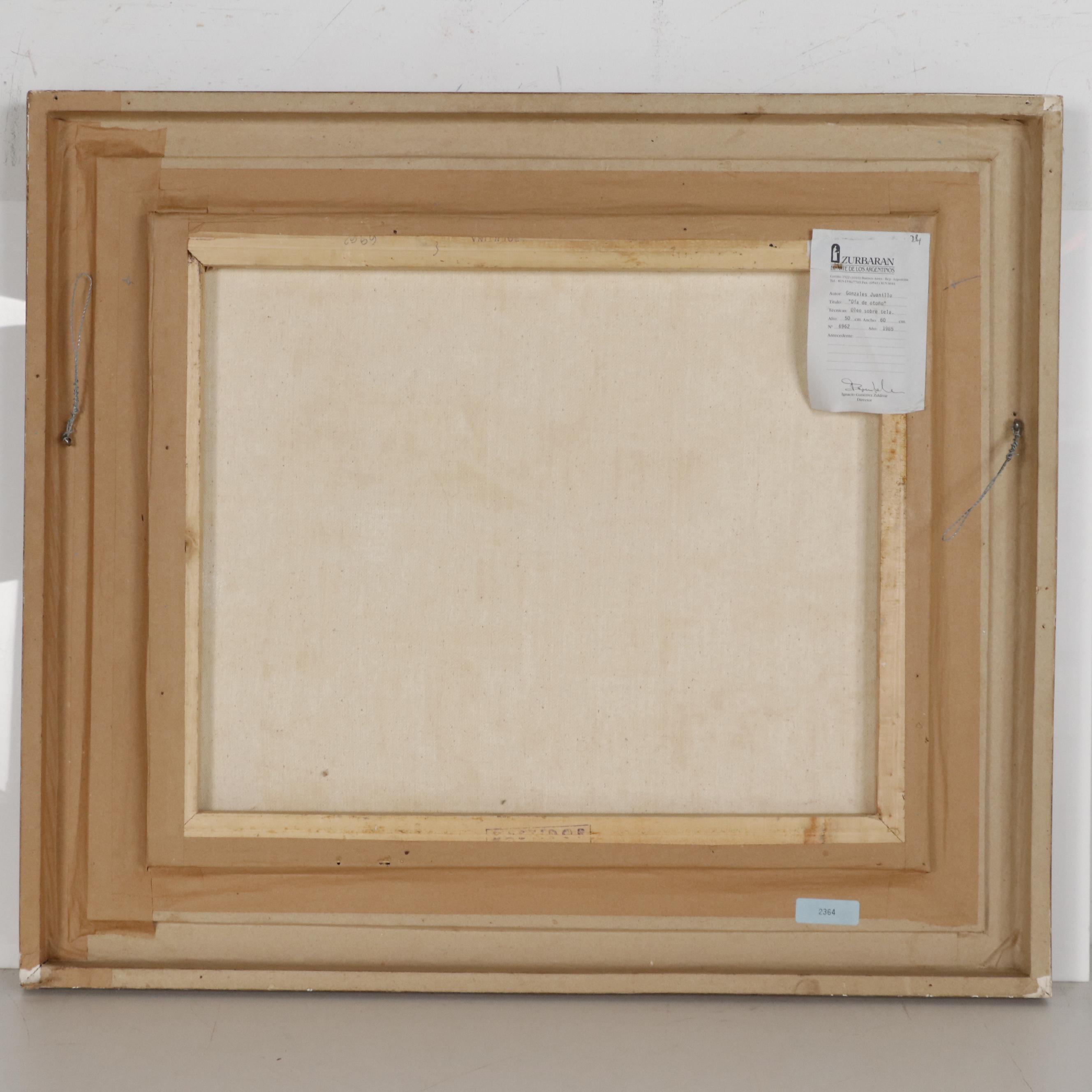 Juanillo Gonzalez Oil Painting of Mission "Día de Otoño", 1985