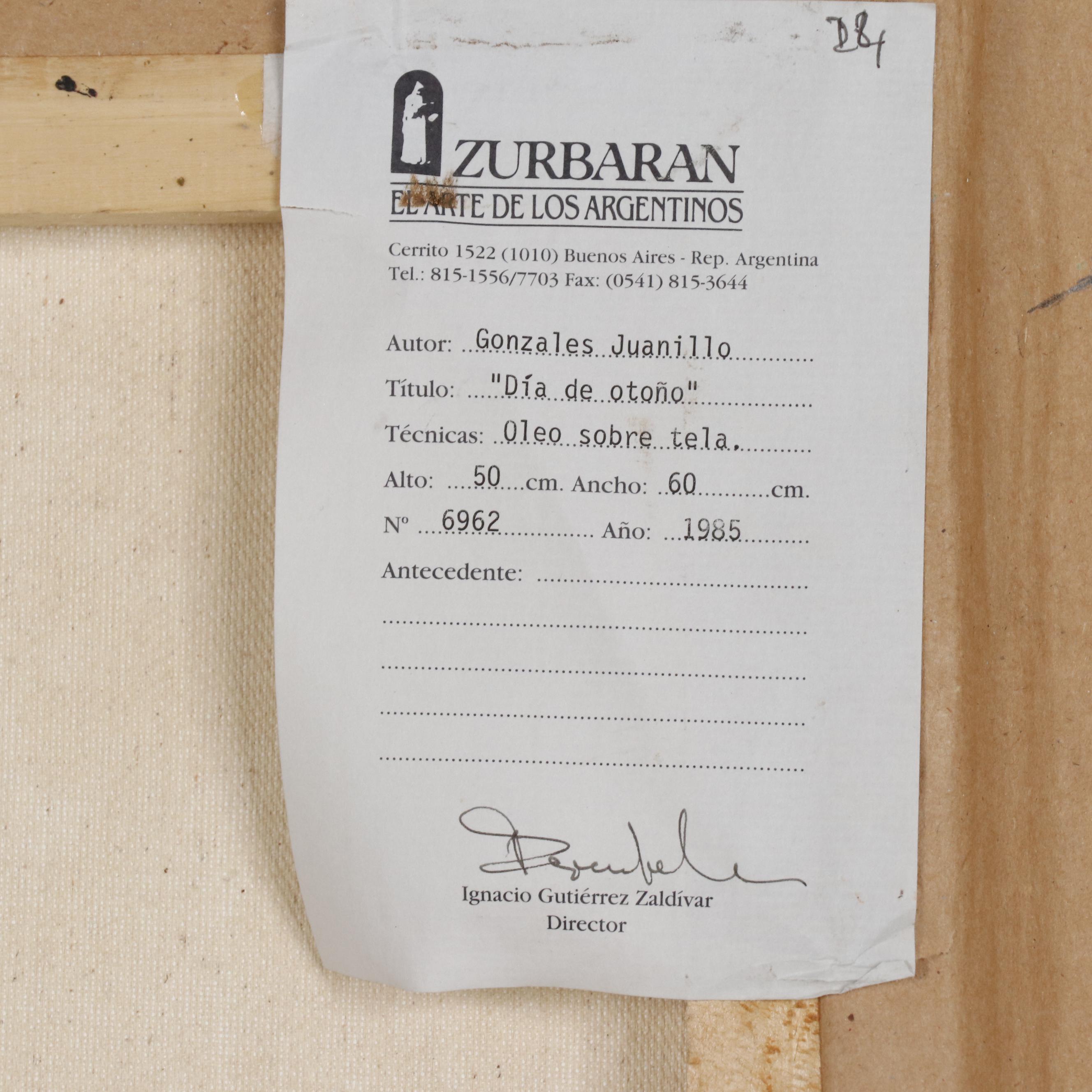 Juanillo Gonzalez Oil Painting of Mission "Día de Otoño", 1985