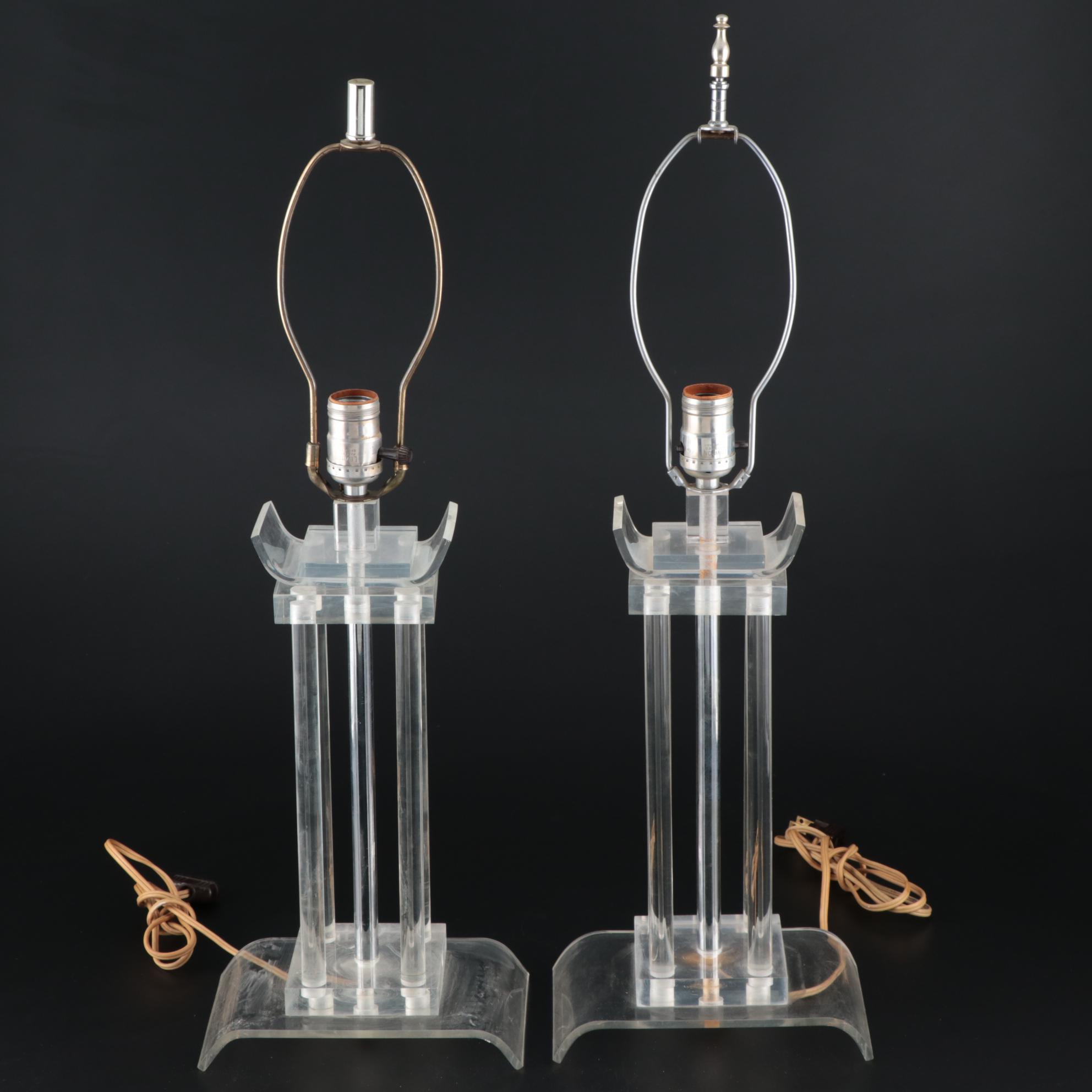 Pair of Mid Century Modern Lucite Table Lamps