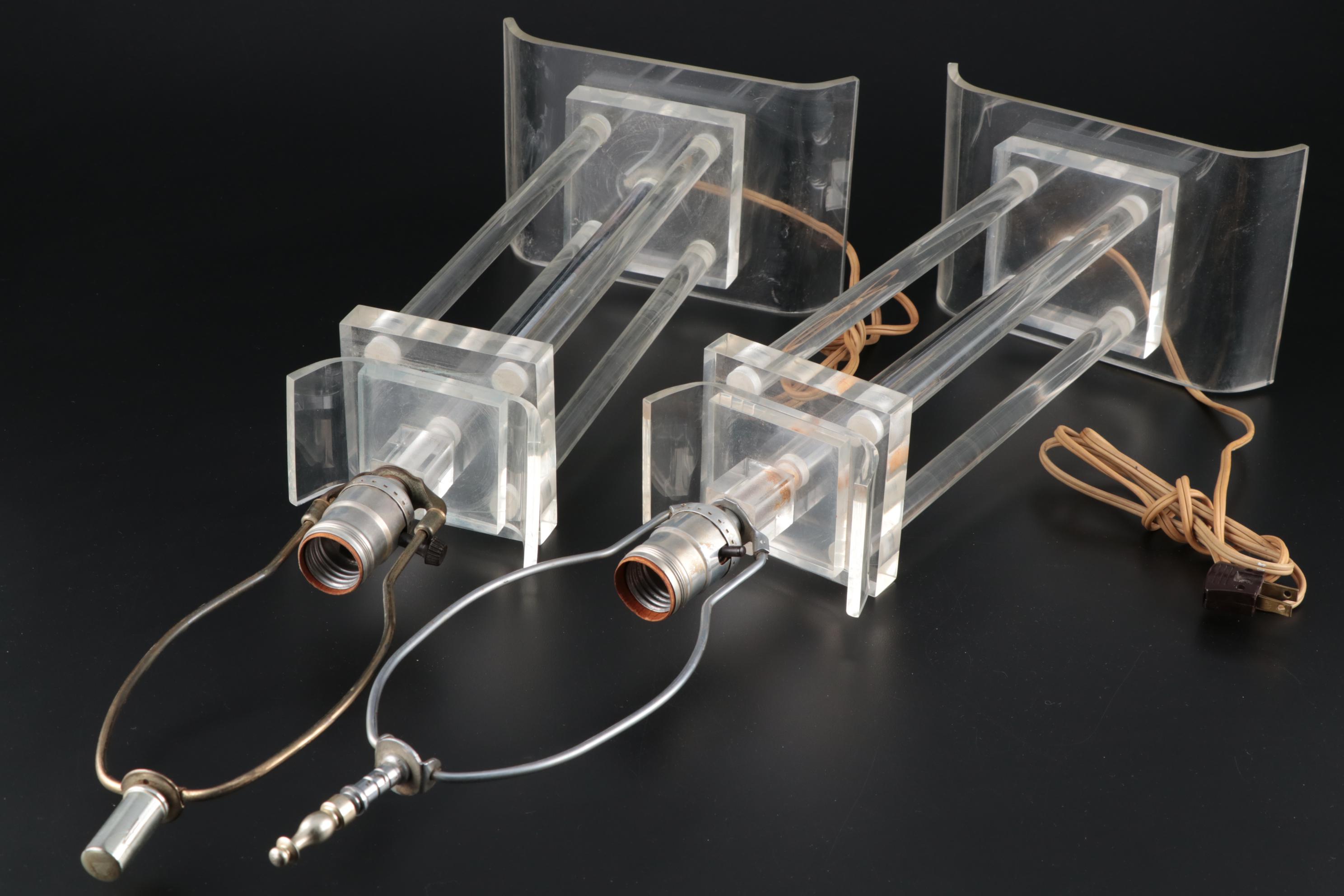 Pair of Mid Century Modern Lucite Table Lamps