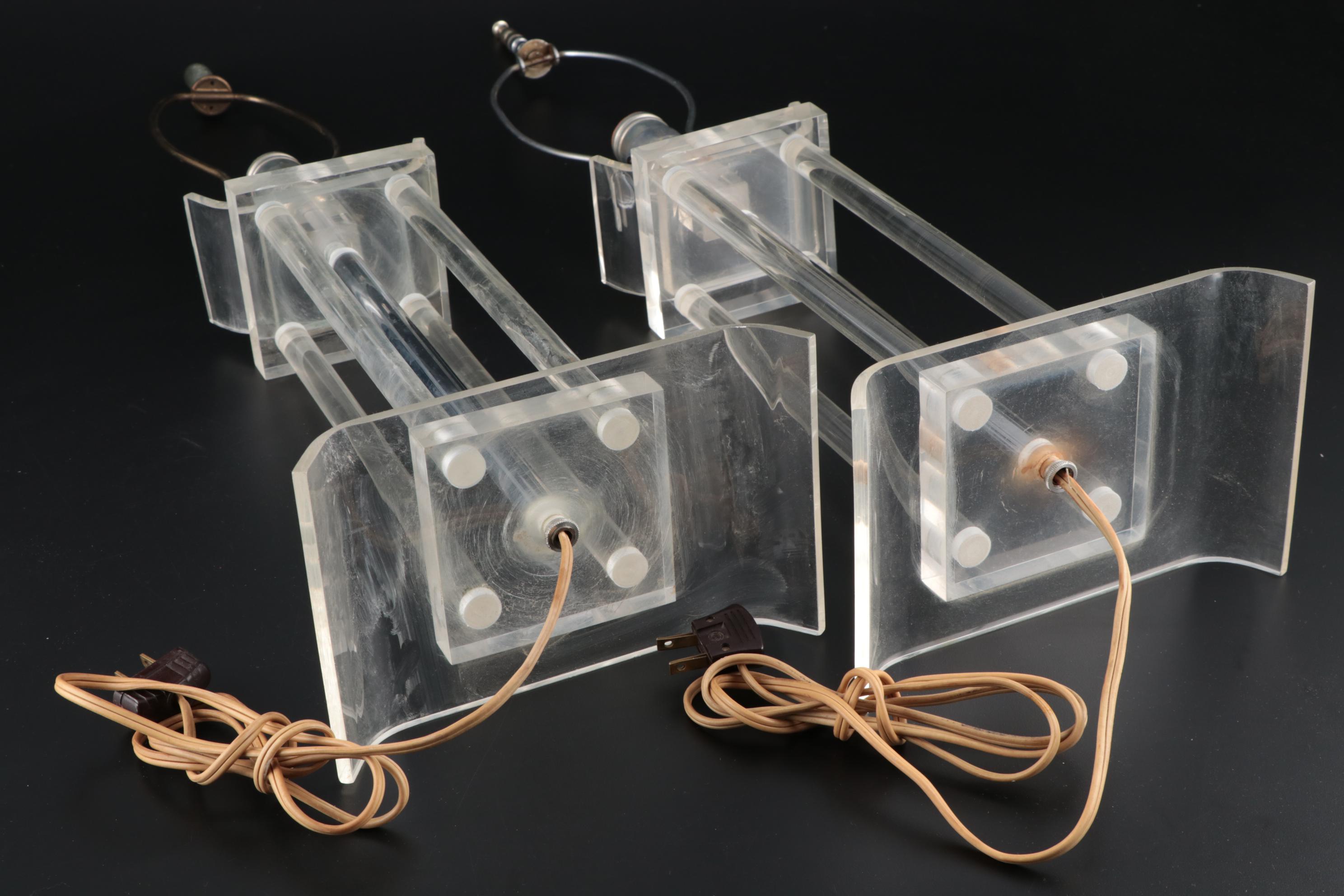 Pair of Mid Century Modern Lucite Table Lamps
