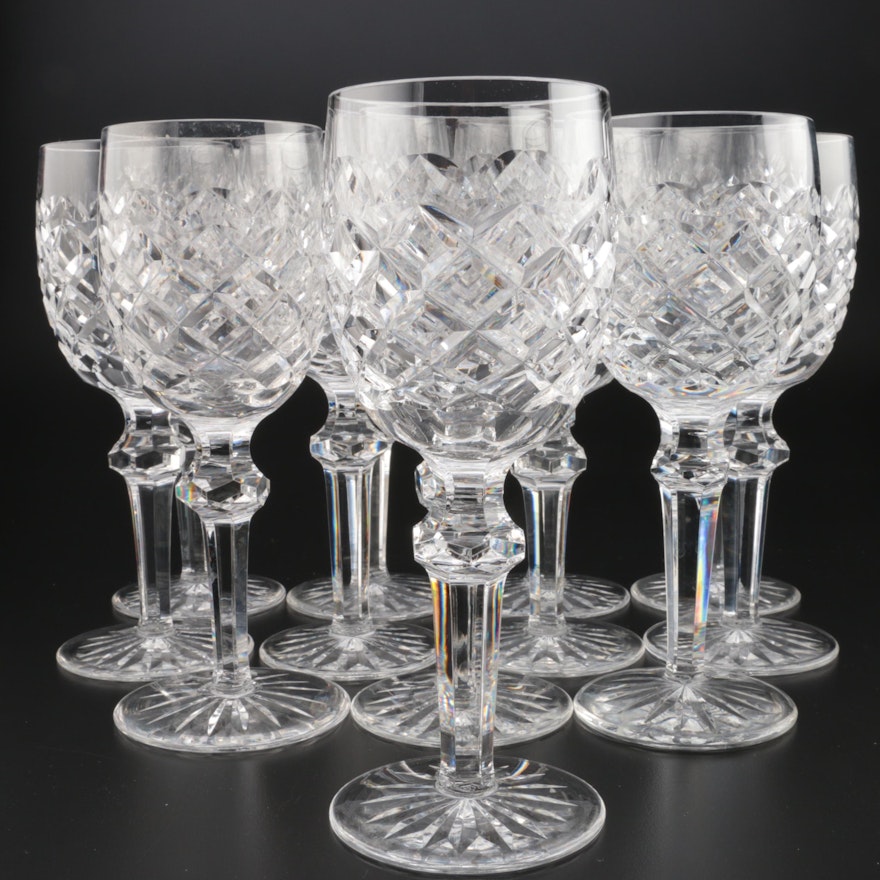 Waterford Crystal "Powerscourt" Claret Wine Glasses, Mid to Late 20th Century