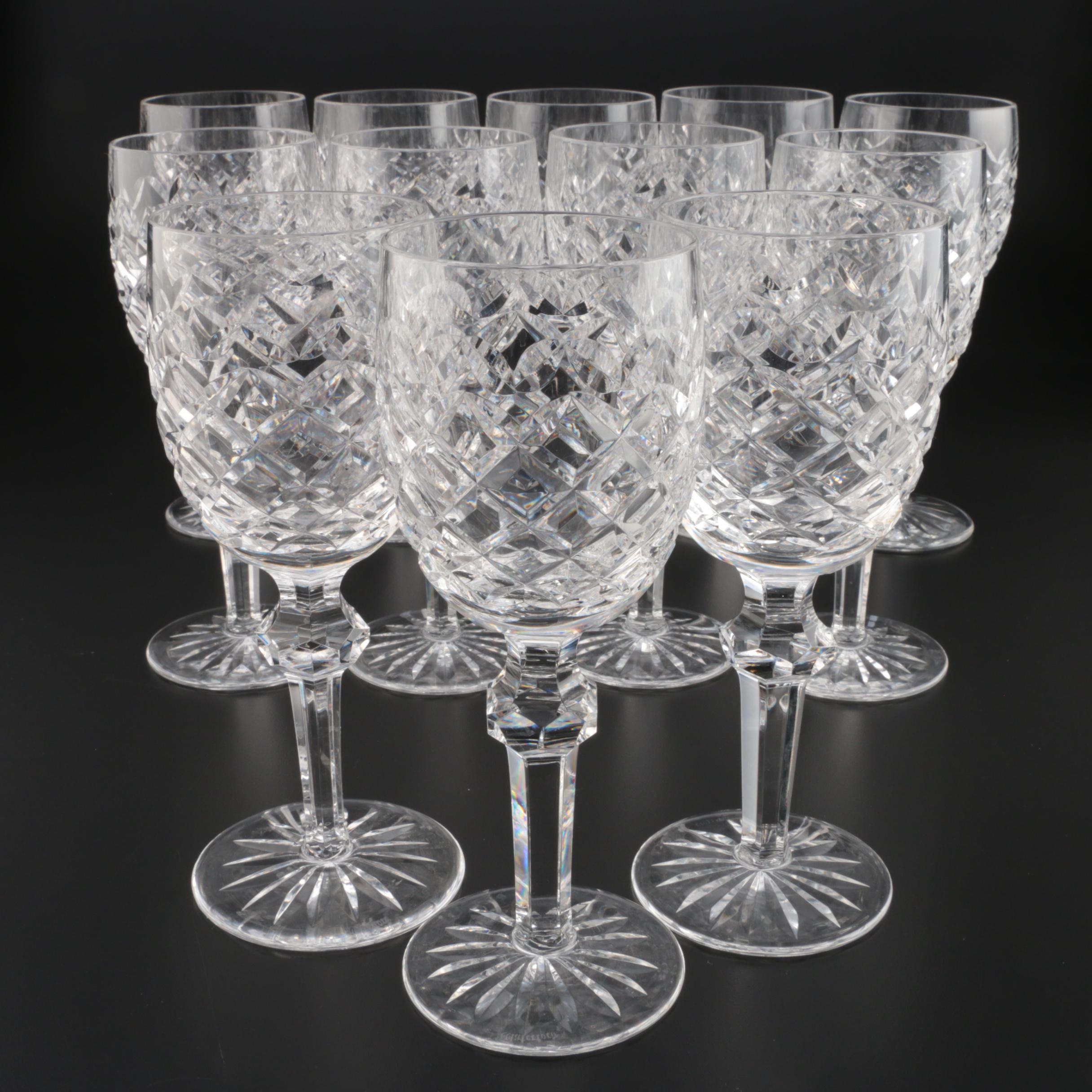 Waterford Crystal "Powerscourt" Claret Wine Glasses, Mid to Late 20th Century
