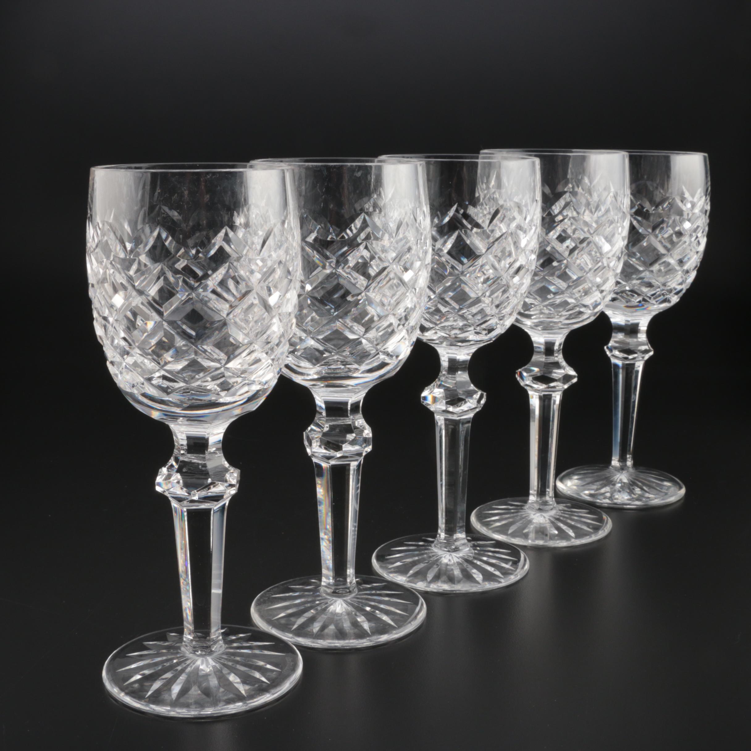 Waterford Crystal "Powerscourt" Claret Wine Glasses, Mid to Late 20th Century
