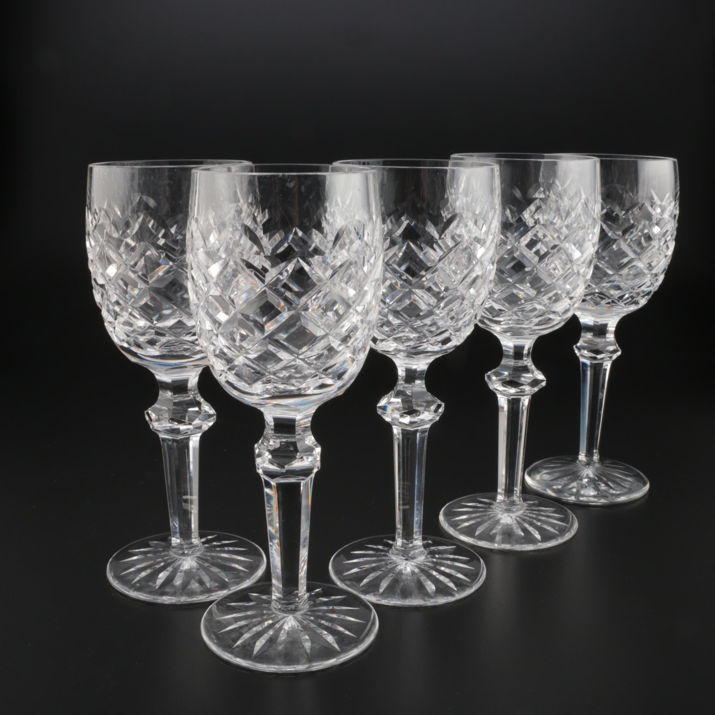 Waterford Crystal "Powerscourt" Claret Wine Glasses, Mid to Late 20th Century