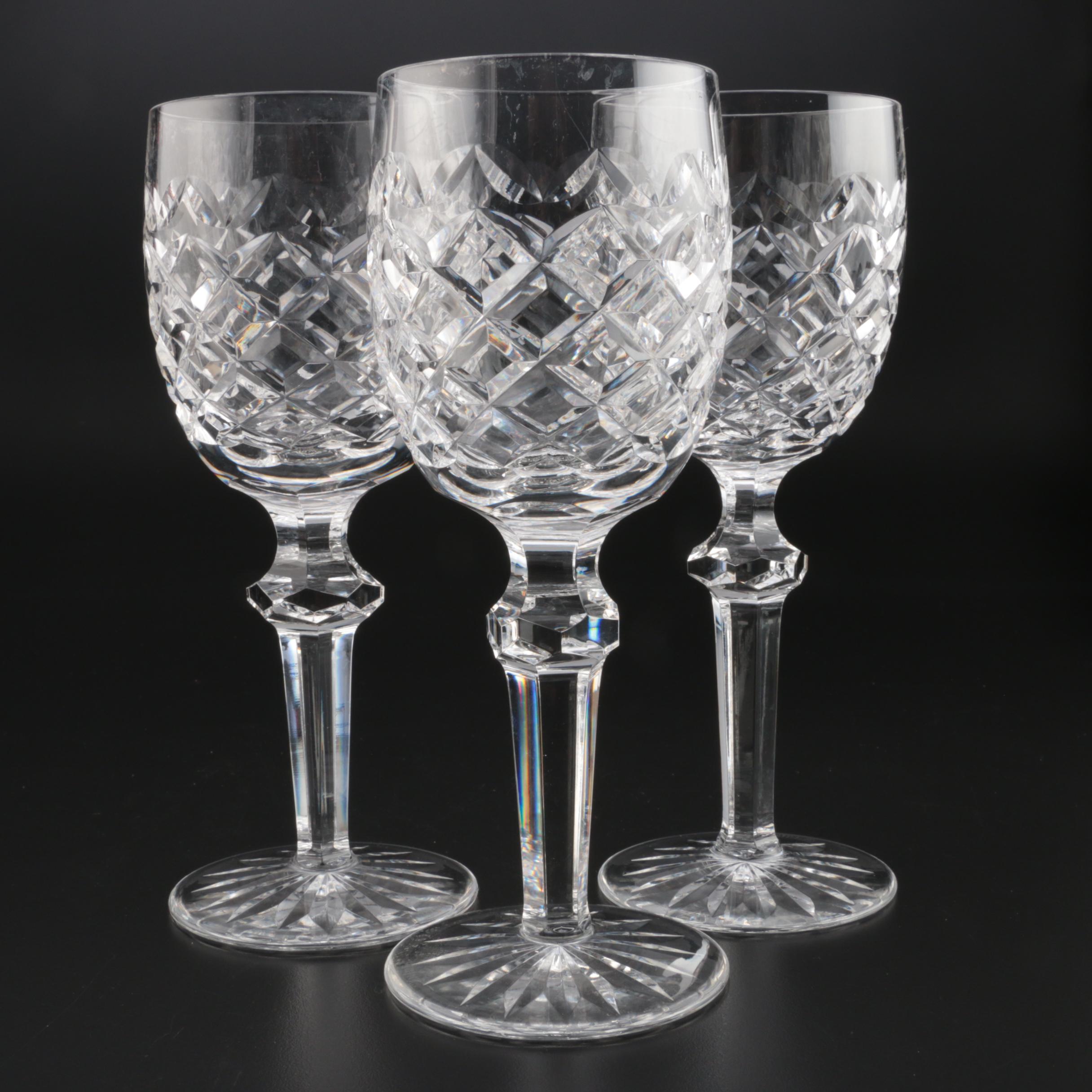 Waterford Crystal "Powerscourt" Claret Wine Glasses, Mid to Late 20th Century