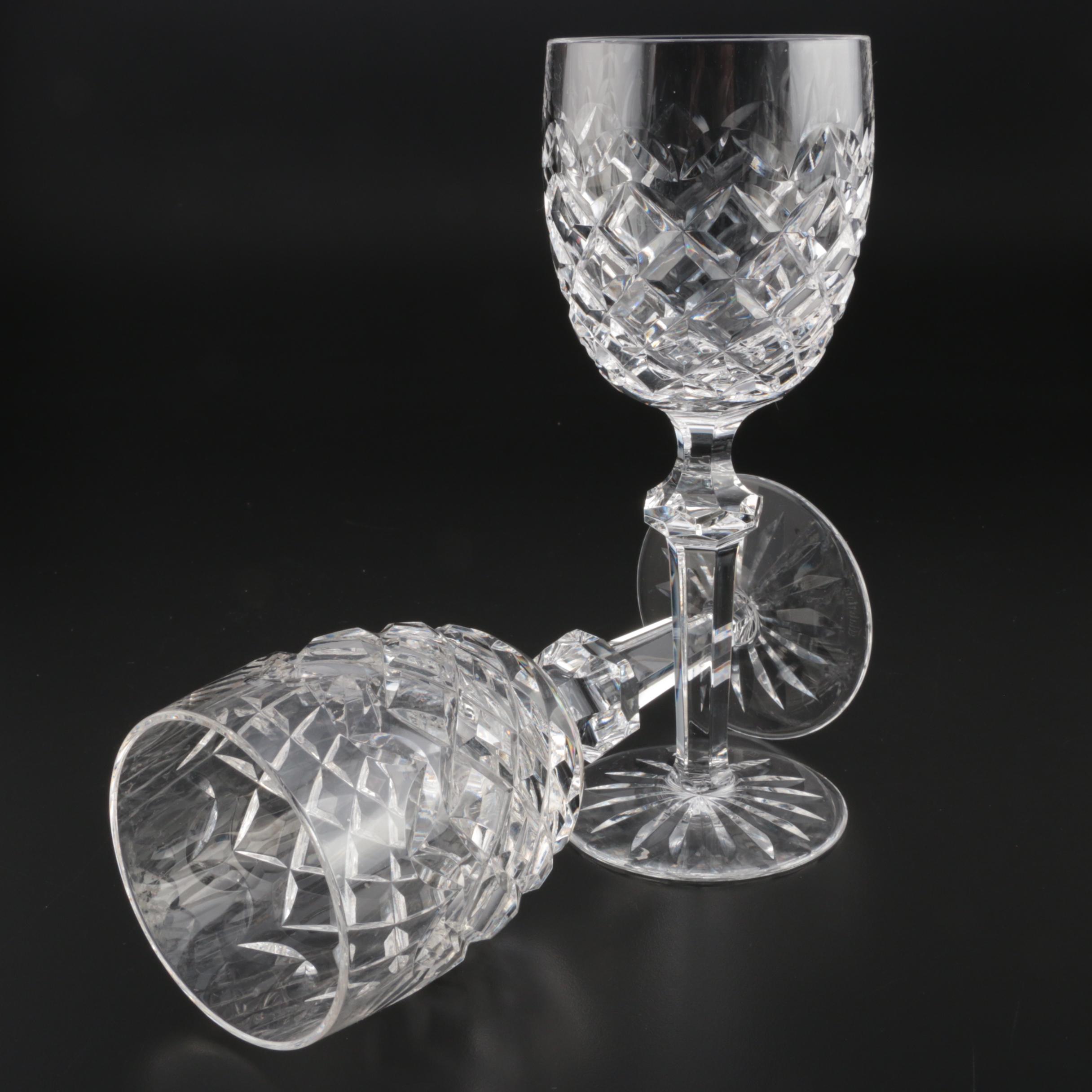 Waterford Crystal "Powerscourt" Claret Wine Glasses, Mid to Late 20th Century