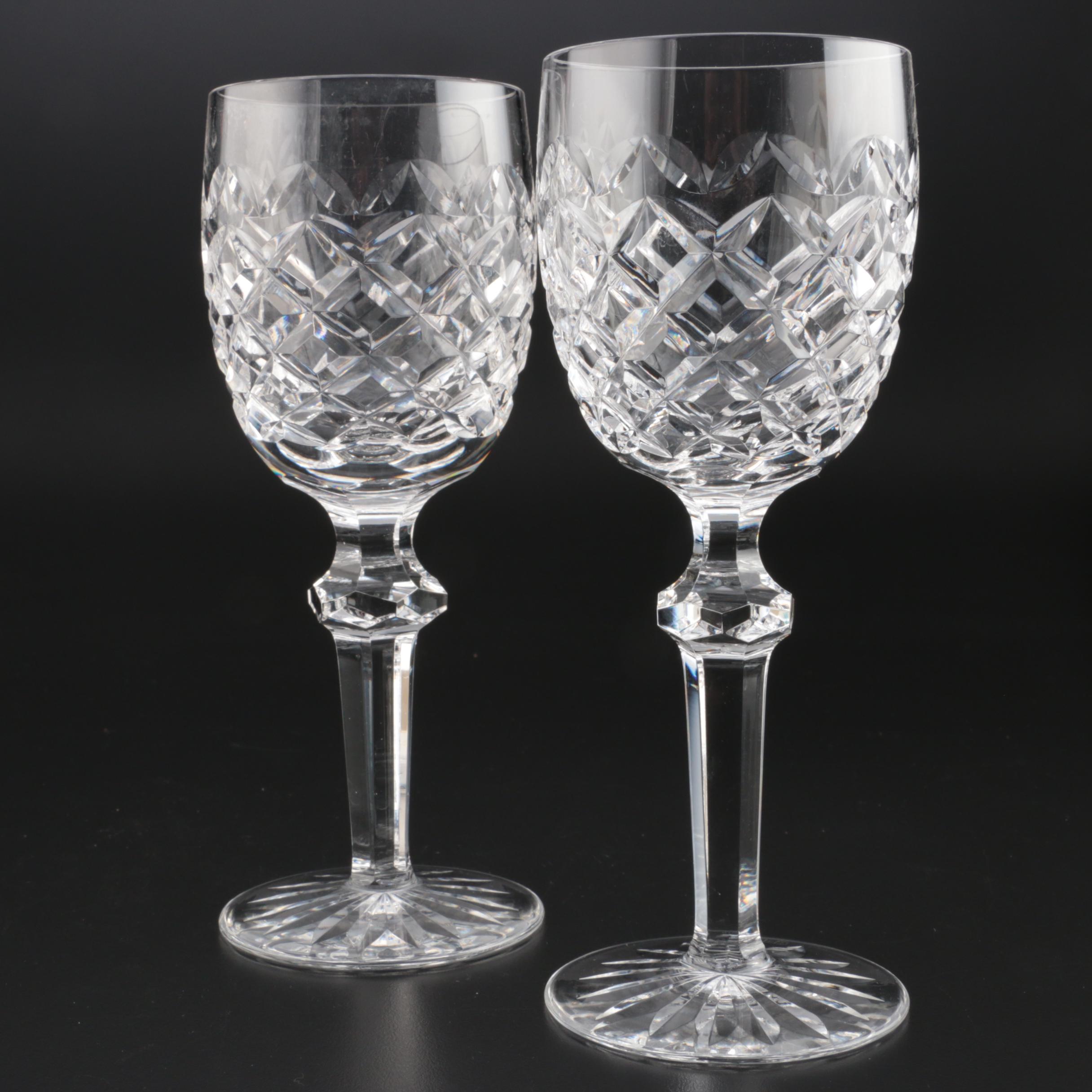 Waterford Crystal "Powerscourt" Claret Wine Glasses, Mid to Late 20th Century